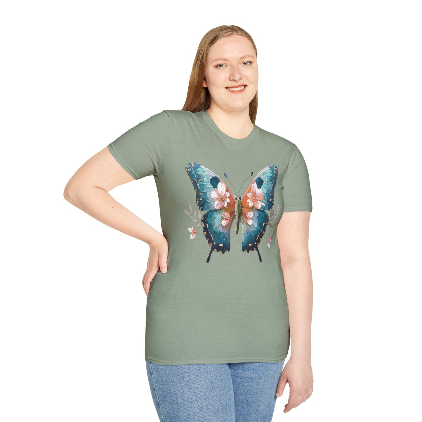 Butterfly Shirt Unisex T Shirt Monarch Butterfly Print Gildan Softstyle 64000 Cotton Tee Classic