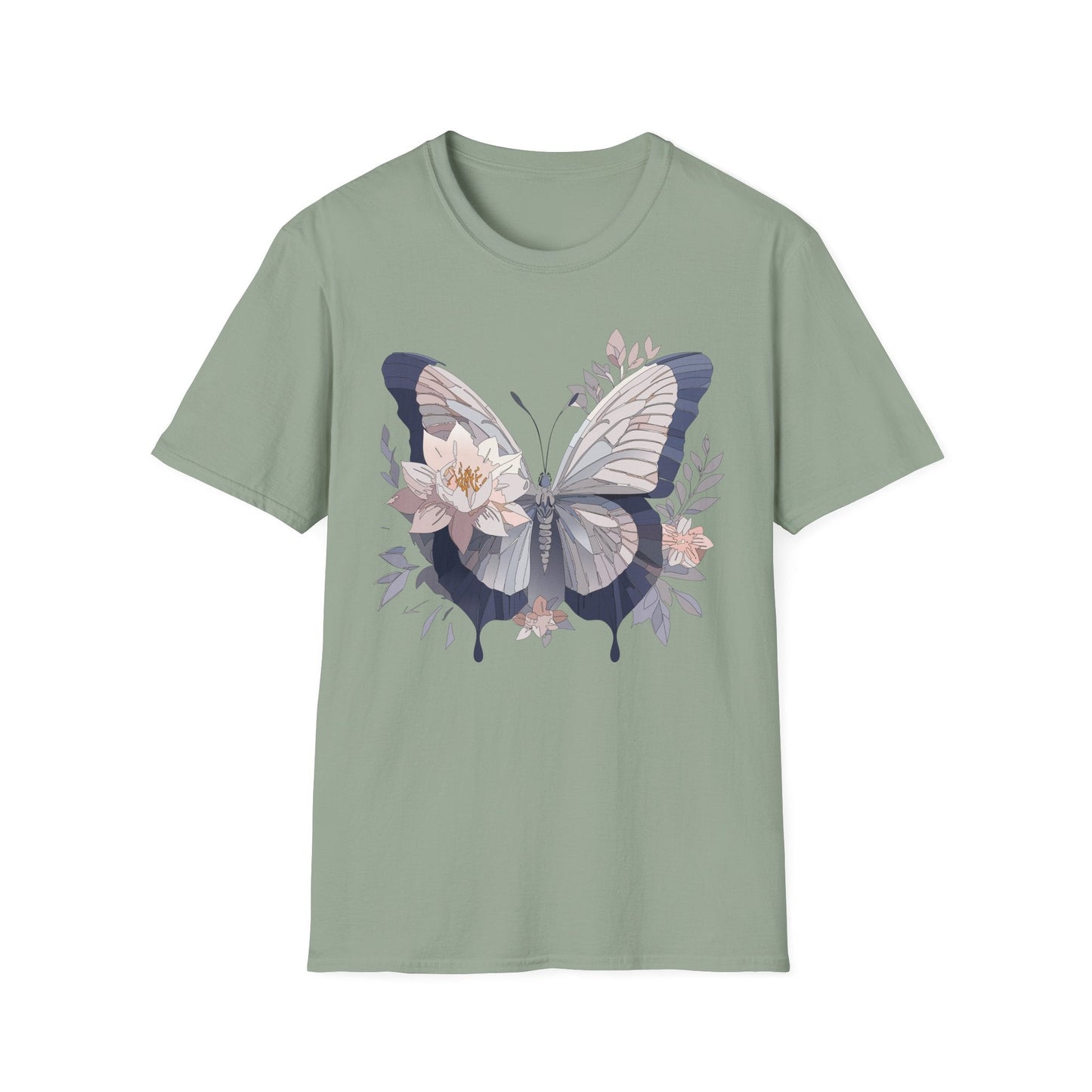 Butterfly T Shirt Unisex Monarch Print Softstyle Cotton Tee for Everyday Comfort