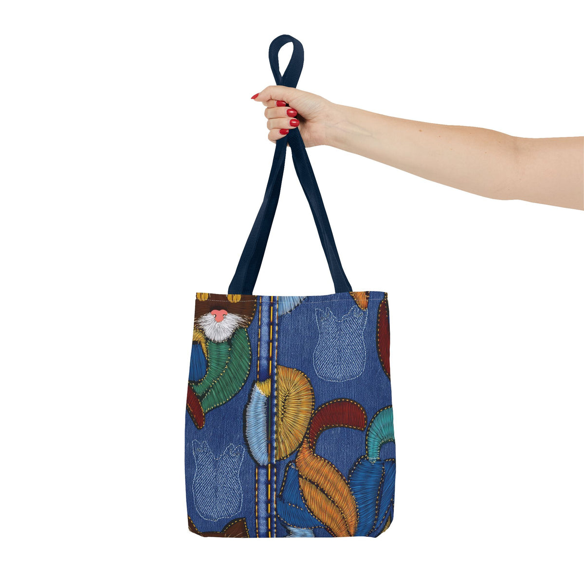 Denim Fabric Imitation Print Unisex Canvas Bag Poly Spun 3 Sizes Tote Bag 190-3