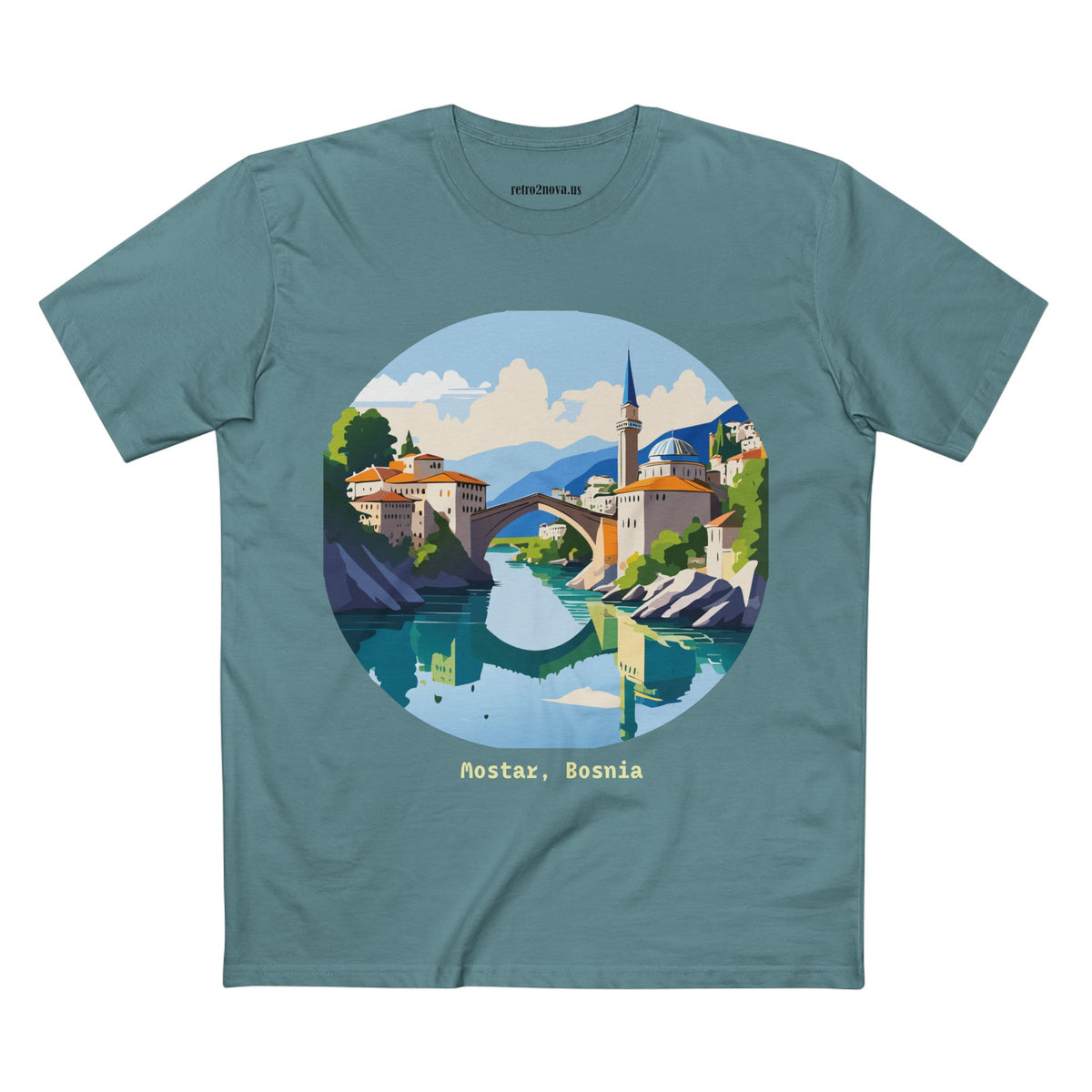 Mostar Bosnia illustration tee | Stari Most bridge t-shirt