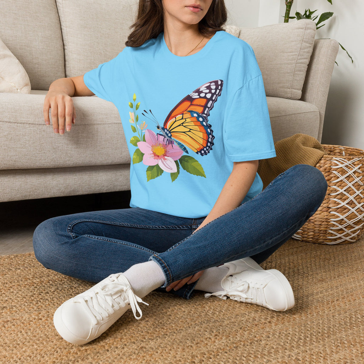 Butterfly and Wildflower Graphic Tee Unisex 100 Cotton Gildan T-Shirt