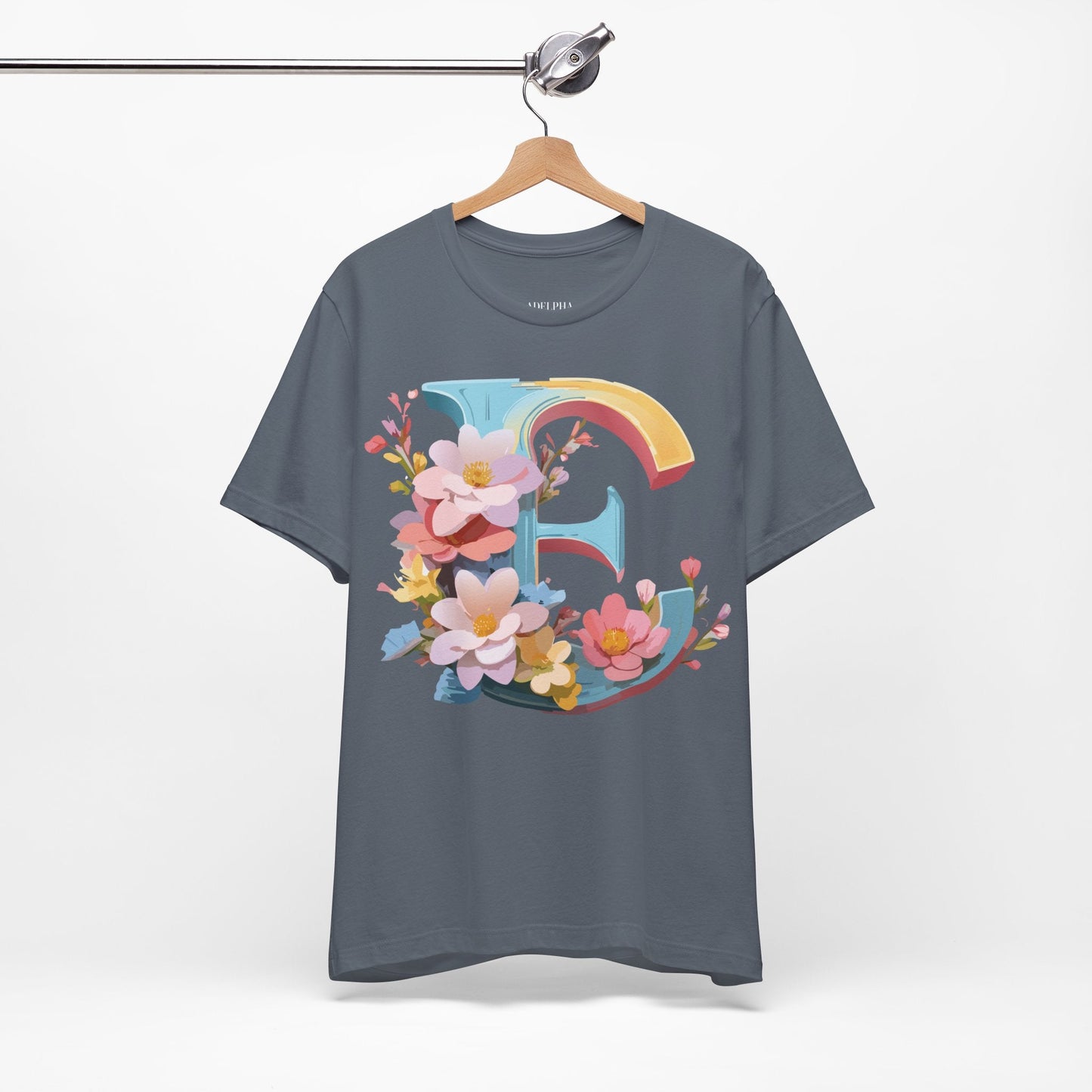 Letter E Shirt Unisex Graphic Tee By Adelpha Vintage Inspired Short Sleeve Casual