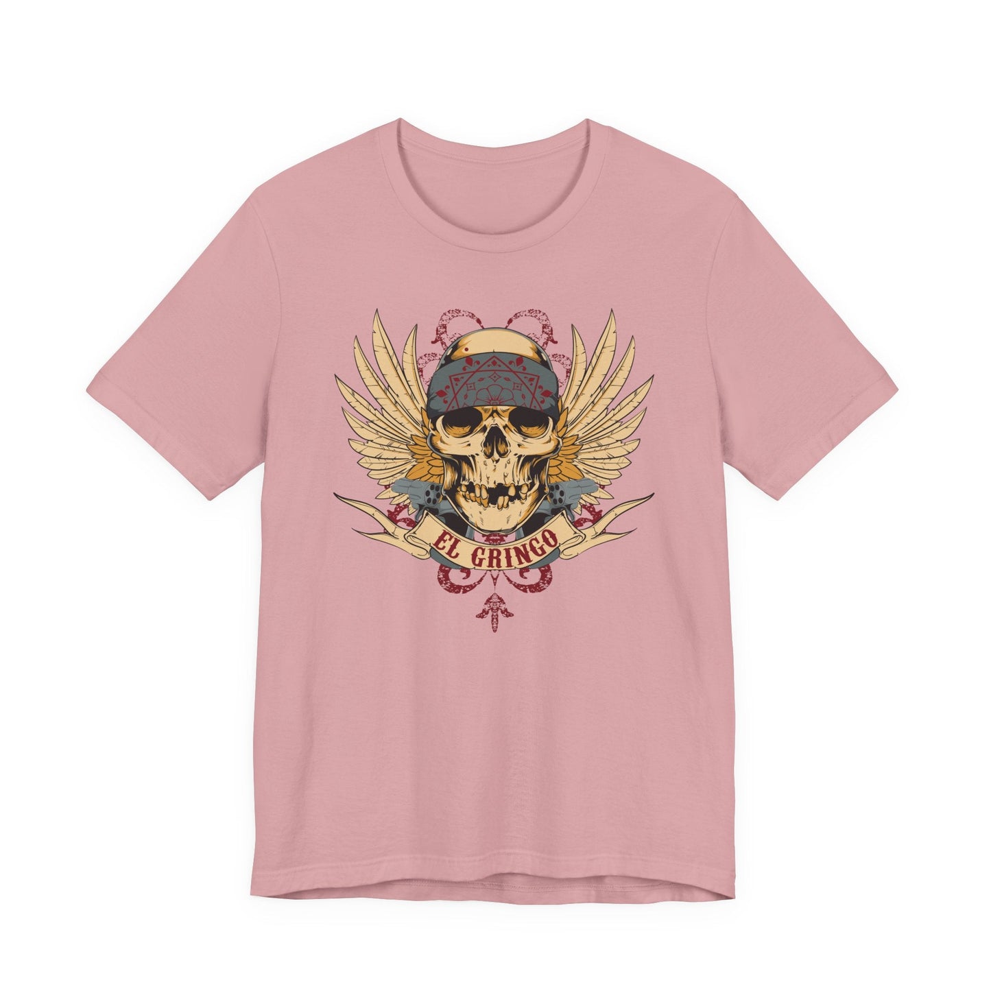 El Gringo Skull with Wings T-Shirt Vintage Tattoo Style Art-53
