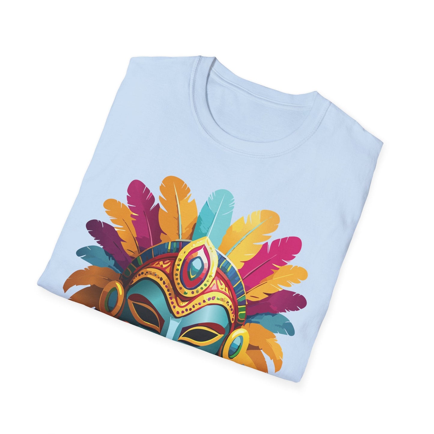 Mask Tee Shirt Unisex Short Sleeve Graphic Tee Masquerade Design 100 Percent Ring Spun Cotton