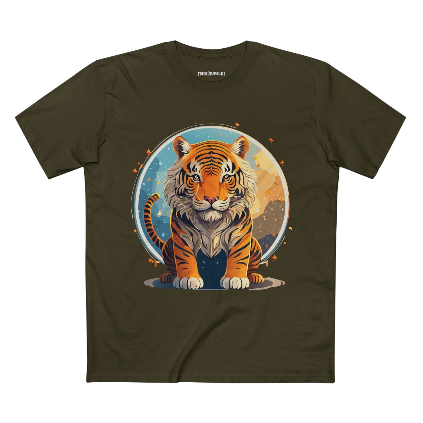 Unisex Premium Cotton Staple Tee With Original Tiger Art Design From Retro2Nova Art Collection For Everyday Comfort