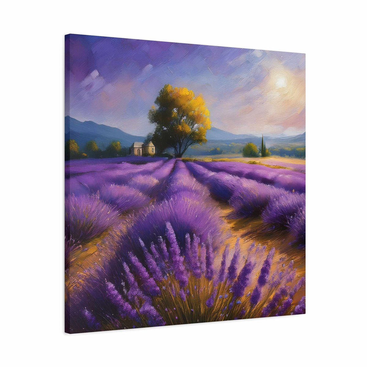 Lavender Landscape Print Canvas, Landscape Oil Paint Print 20x20, 24x24, 30x30, 32x32, 36x36 Art Design Print Non-Frame MC-35