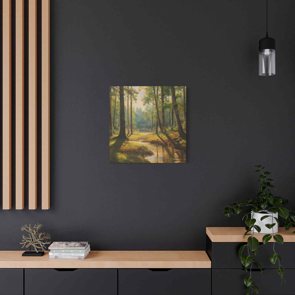Forest Print Canvas, Trees Oil Paint Print 20x20, 24x24, 30x30, 32x32, 36x36 Art Design Print Pine-Wood Inner Frame MC-72