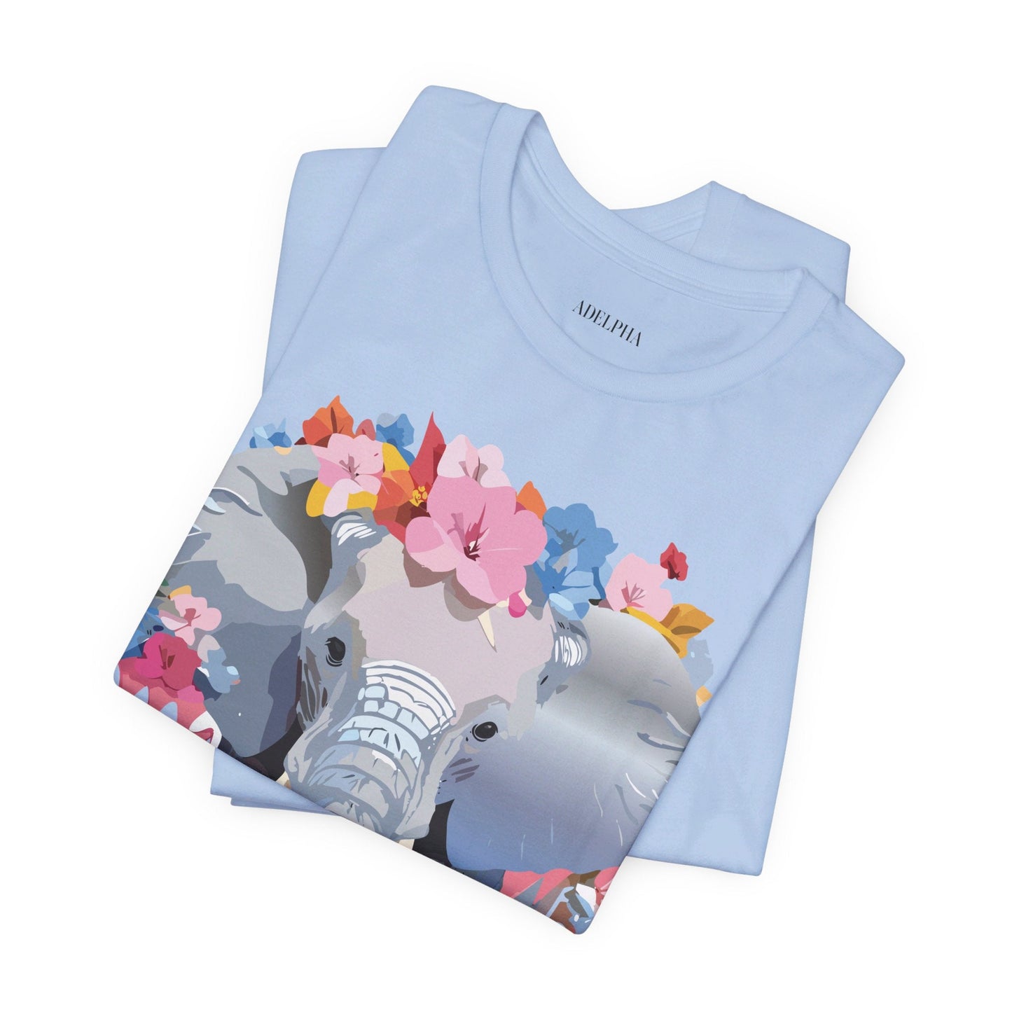 Elephant Graphic Tee Unisex Short Sleeve Jersey With Vintage Inspired Adelpha Artwork