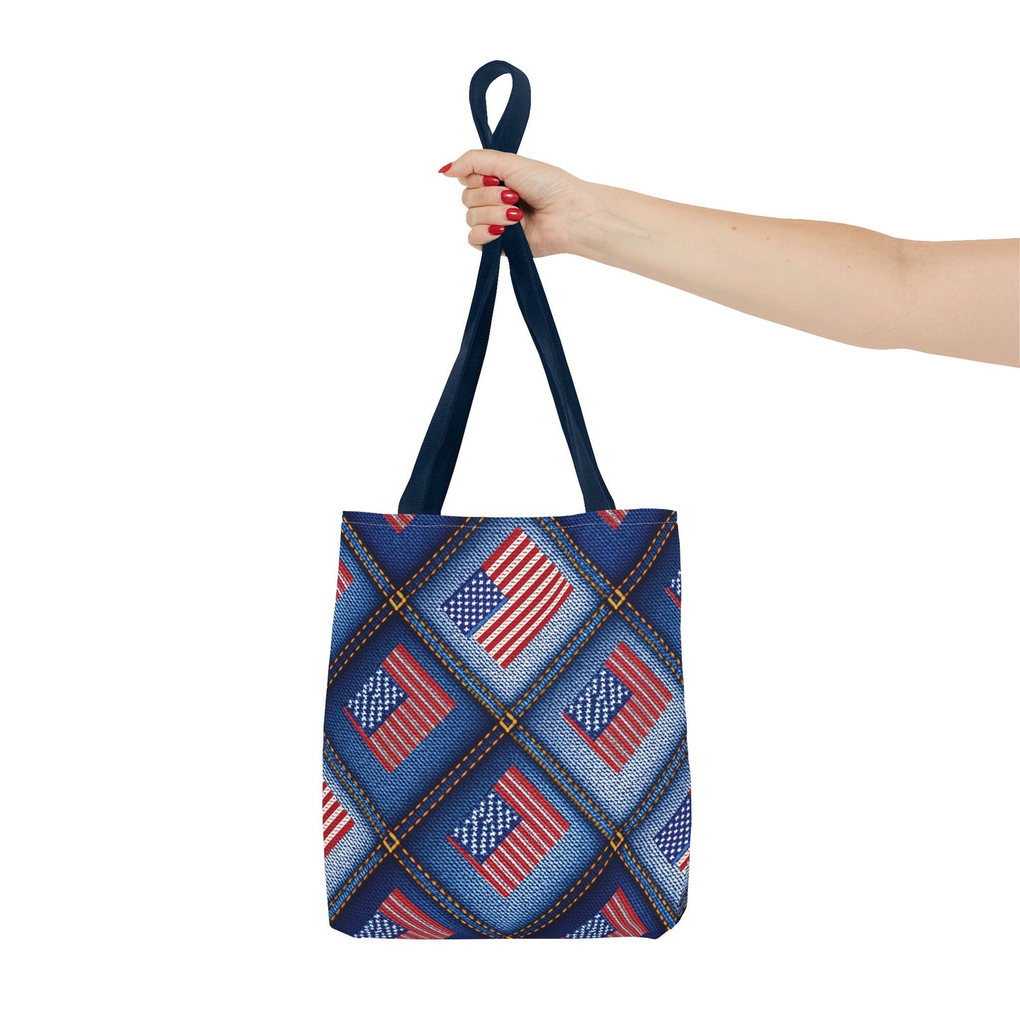 4th of July Graphic Denim Fabric Imitation Print Unisex Canvas Bag Poly Spun 3 Sizes Tote Bag 200-21