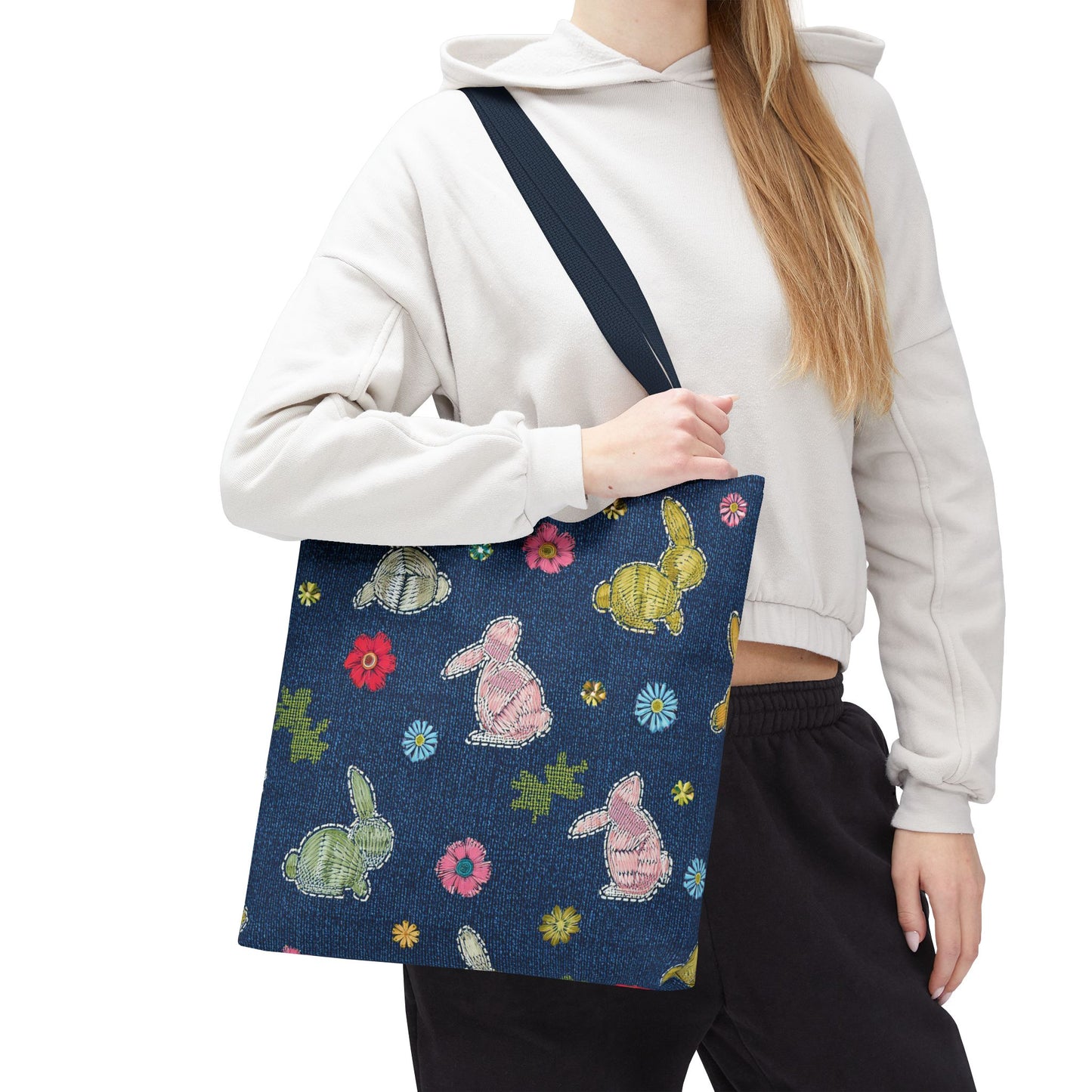 Easter Graphic Design Denim Fabric Imitation Print Unisex Canvas Bag Poly Spun 3 Sizes Tote Bag 204-7