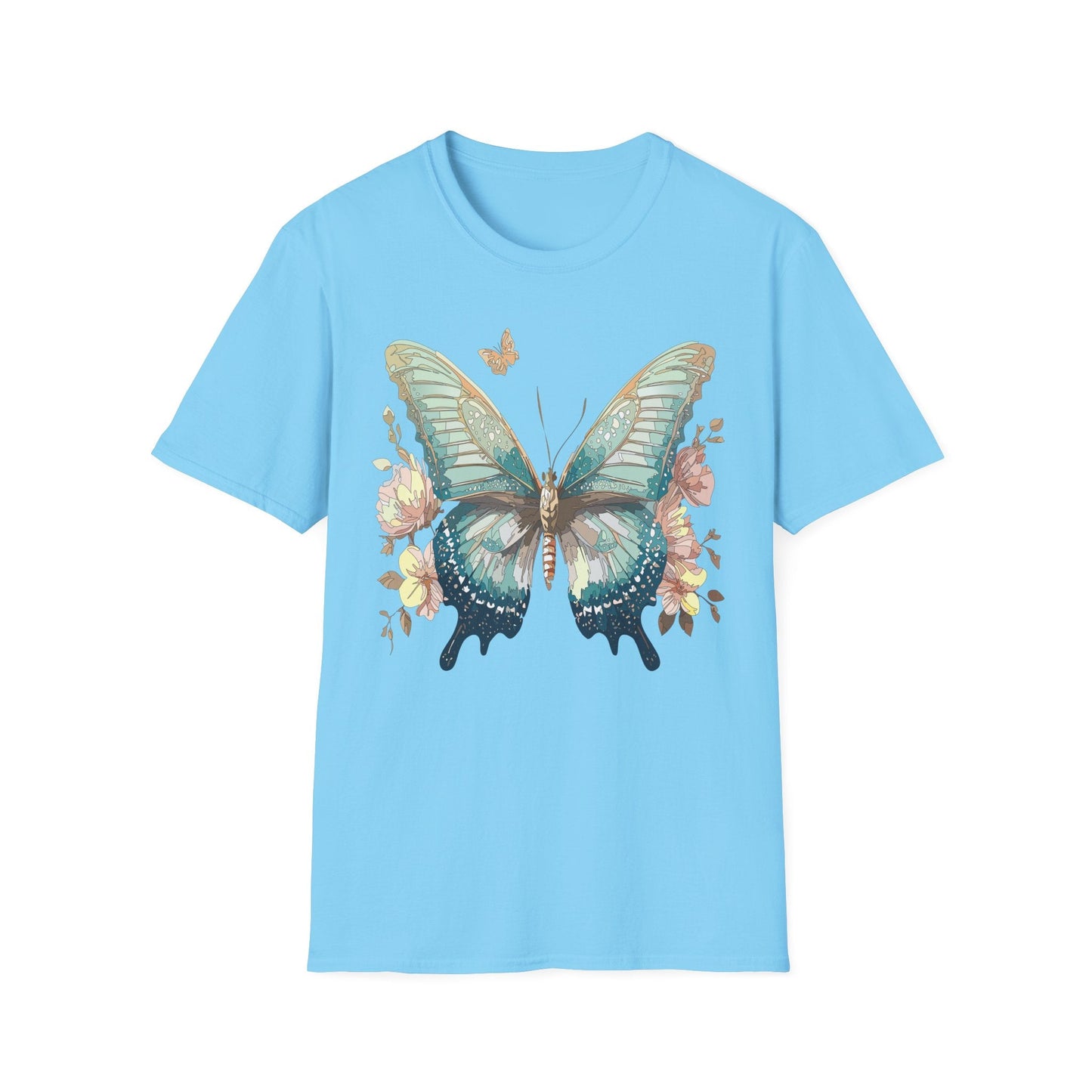 Butterfly Print Unisex T Shirt Monarch Design Softstyle 64000 Gildan Cotton Tee Quality