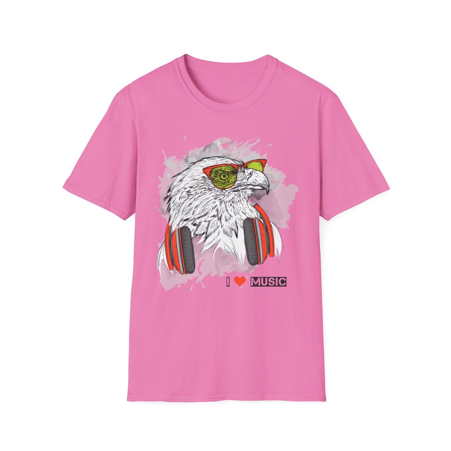Eagle with Headphones T-Shirt Unisex Cotton Short Sleeves I Music Graphic Tee