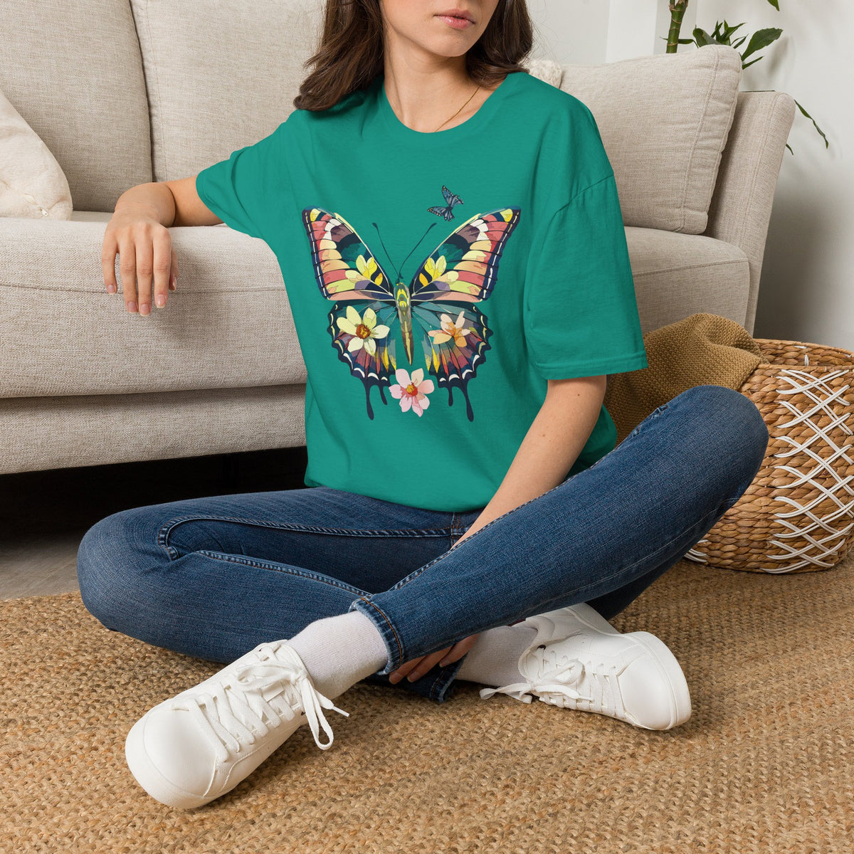 Butterfly Watercolor T-Shirt — Floral Drip Wings Graphic Tee Unisex 100 Cotton Gildan T-Shirt