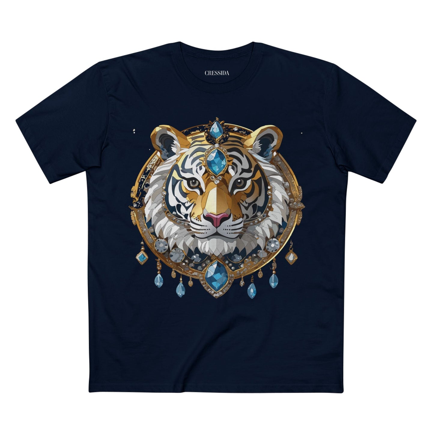 Tiger Graphic Unisex 100 Cotton Tee With Unique Animal Golden Medallion Art Design 54