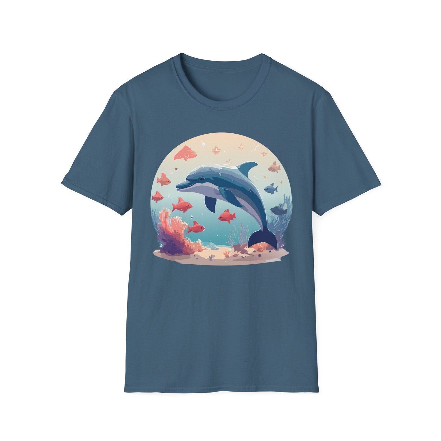 Dolphin Shirt Unisex Softstyle Tee 64000 Gildan 100 Percent Ring Spun Cotton For Everyday Comfort