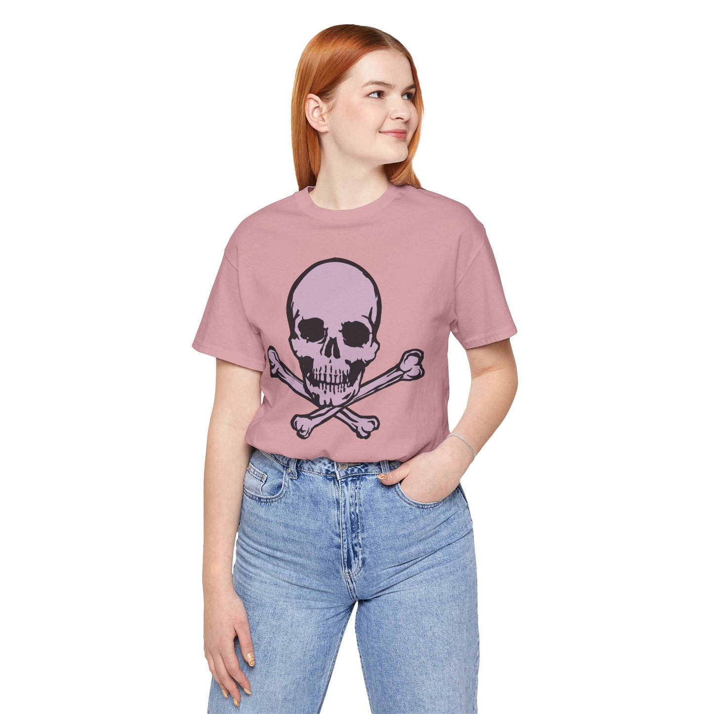 2-Pink Skull Graphic Design Tee, Skull Shirt, Vintage Tees, Art Design T-Shirt, Vintage Graphic Tee, Art Shirts with Skulls