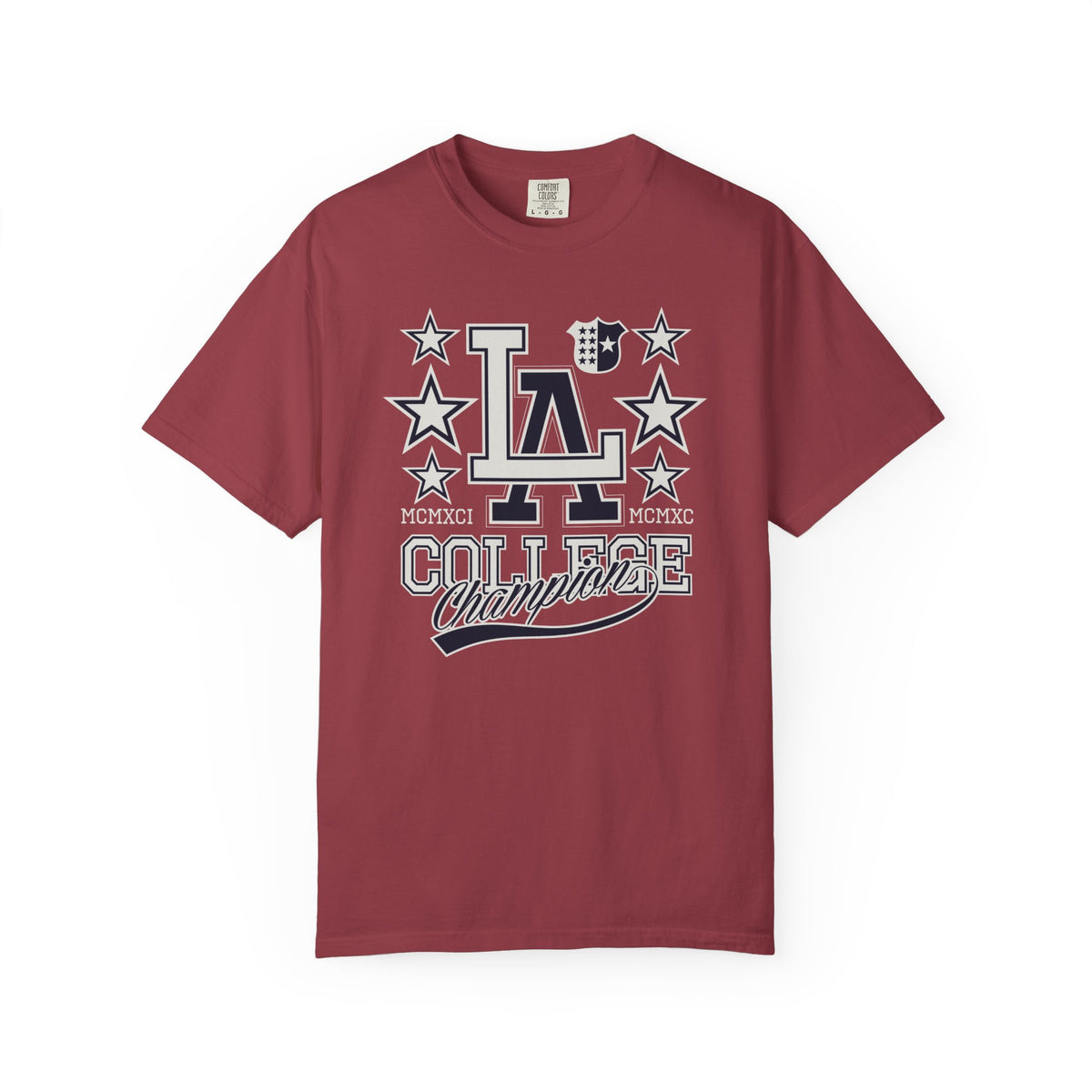 LA College Champions Logo Unisex Comfort Colors Garment-Dyed Heavyweight 100 Cotton Art Design T-Shirt w13