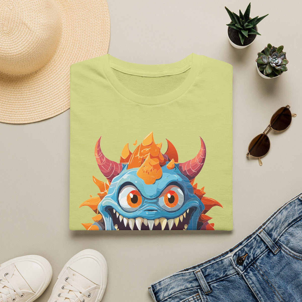 Cute Colorful Monster T-Shirt — Fun Cartoon Demon Cartoon Graphic Tee Unisex 100 Cotton Gildan T-Shirt