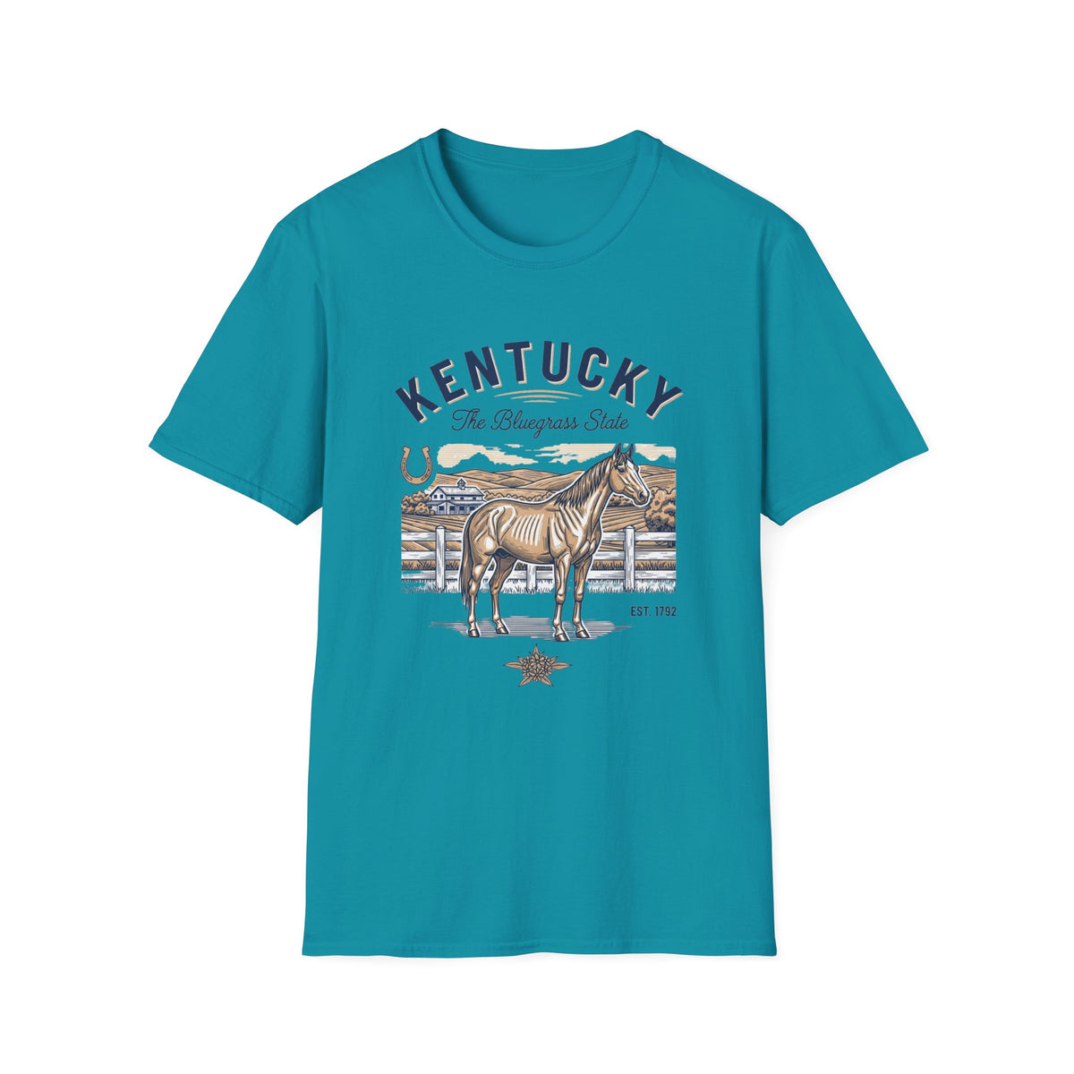 Kentucky Horse Ranch T‑Shirt — The Bluegrass State Travel Tourist Graphic Design Unisex 100 Cotton Gildan T-Shirt