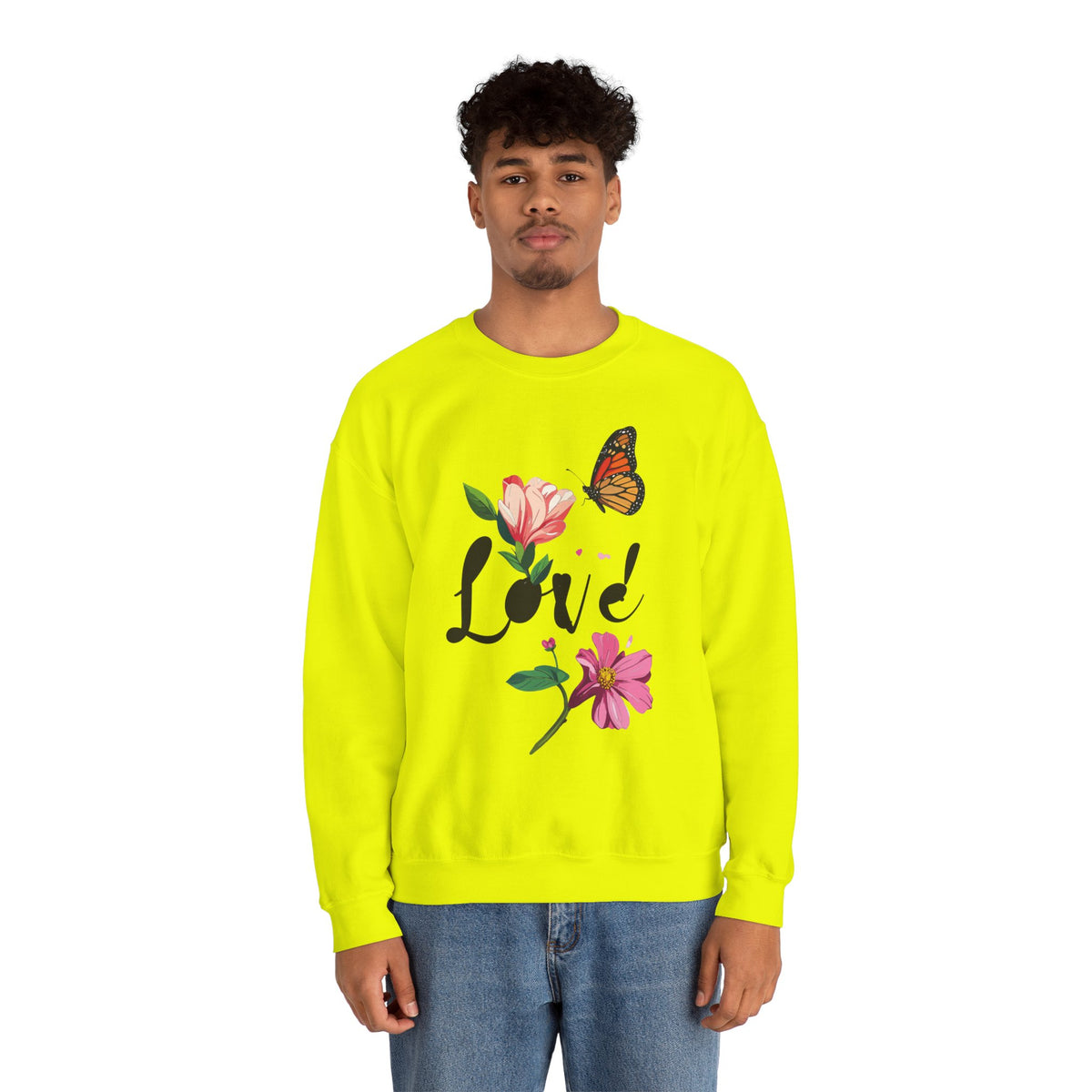 Floral Love Sweatshirt, Floral Butterfly Sweatshirt, Love Sweatshirt, Valentine's Day Sweatshirt, Floral Sweatshirt 120