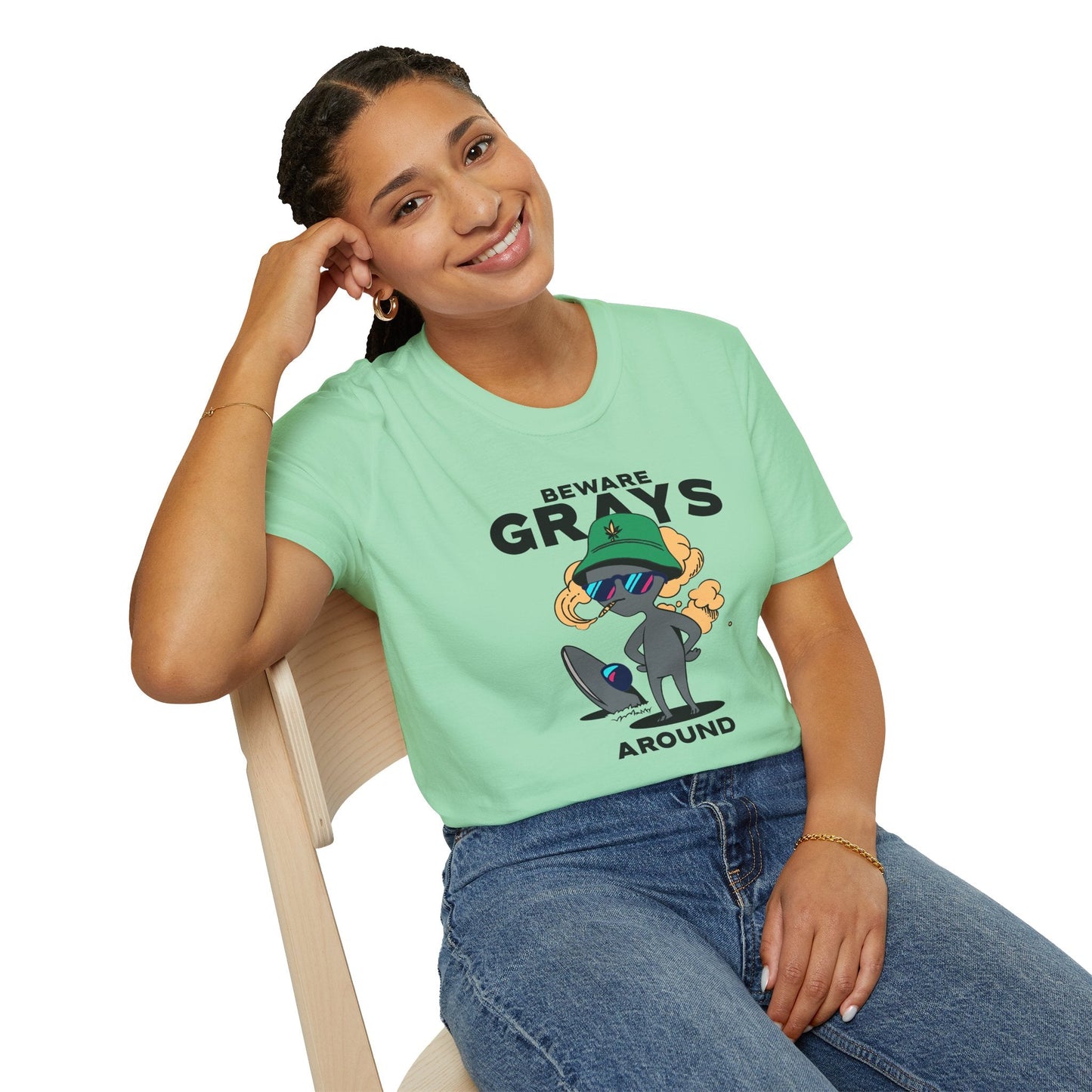 Funny Aliens UFO Graphic Unisex Cotton T-Shirt  18