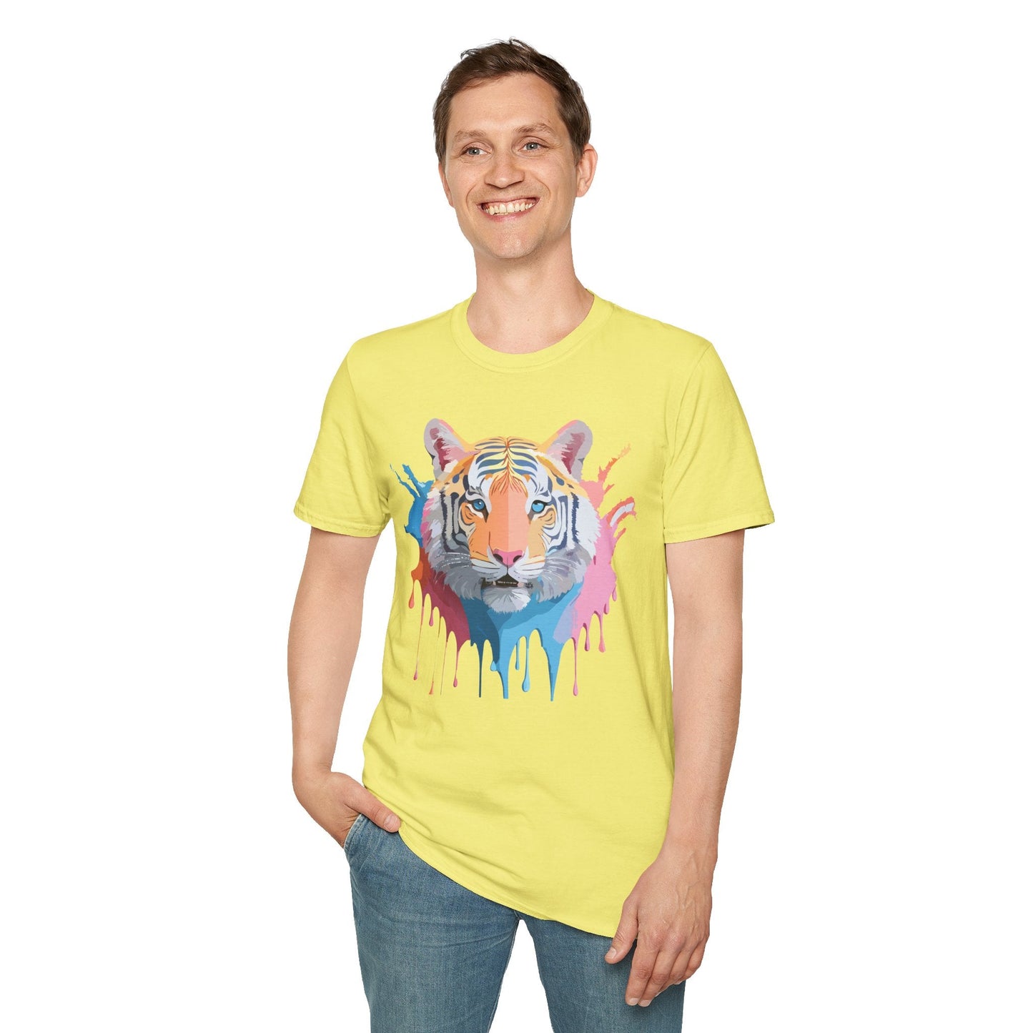 Tiger Print Unisex Softstyle T Shirt Gildan 64000 Comfort Tee