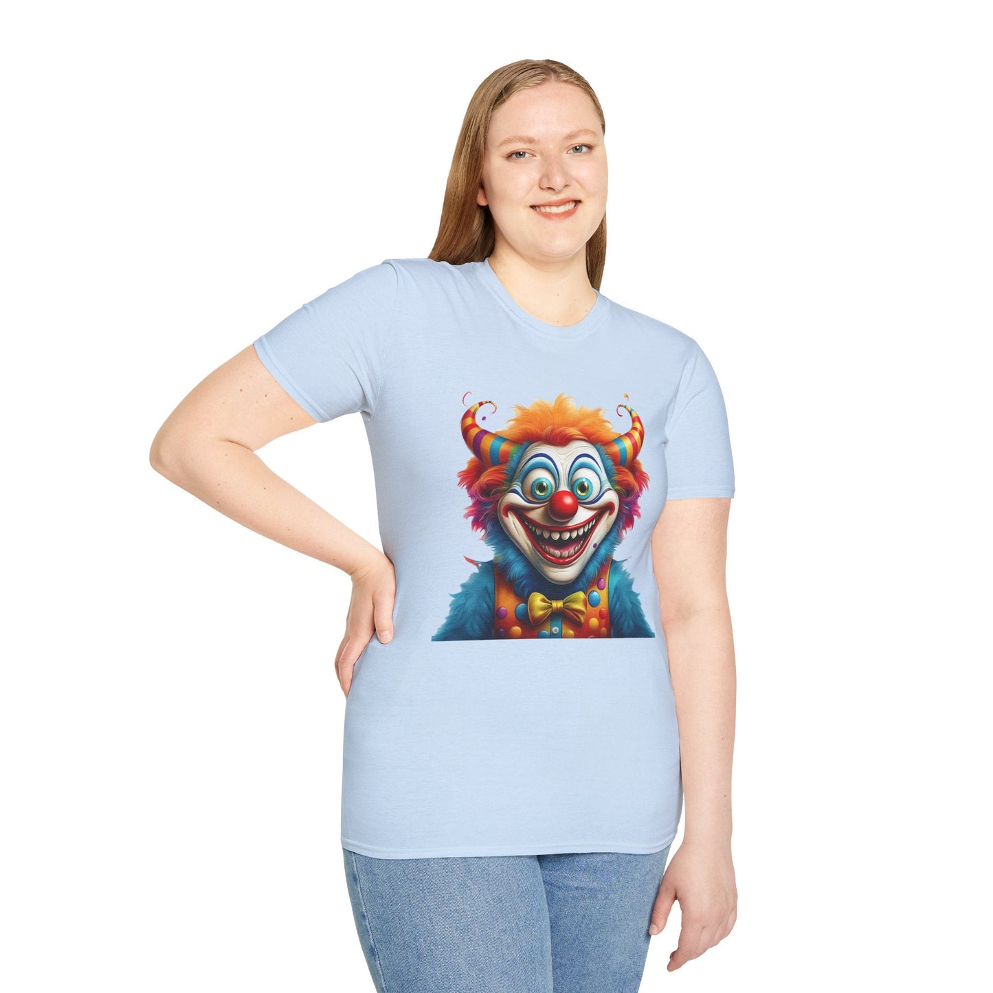 Unisex Clown Shirt Circus Tee Funny Man Shirt Scary Man Shirt Gildan Softstyle 64000