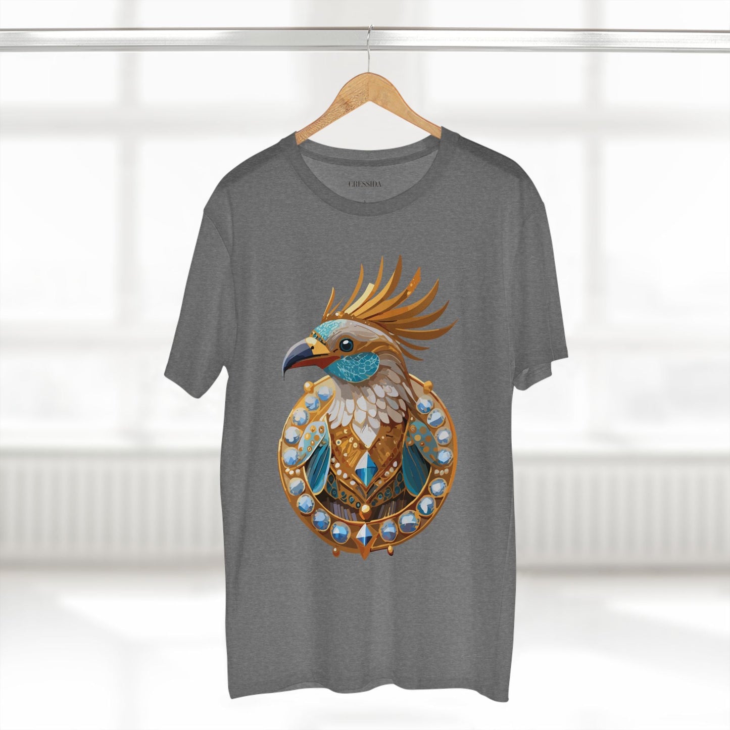 Bird Graphic Unisex 100 Cotton Tee With Unique Animal Golden Medallion Art Design 23