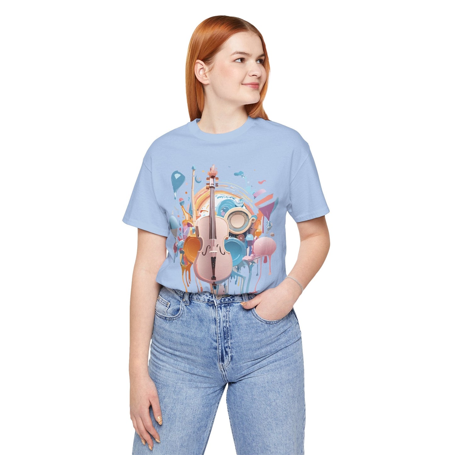 Music Graphic Unisex 100 Cotton Vintage Art with Musical Elements Tee 80