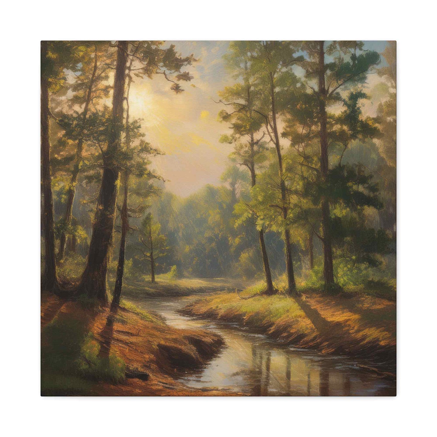 Forest Print Canvas, Trees Oil Paint Print 20x20, 24x24, 30x30, 32x32, 36x36 Art Design Print Pine-Wood Inner Frame MC-71