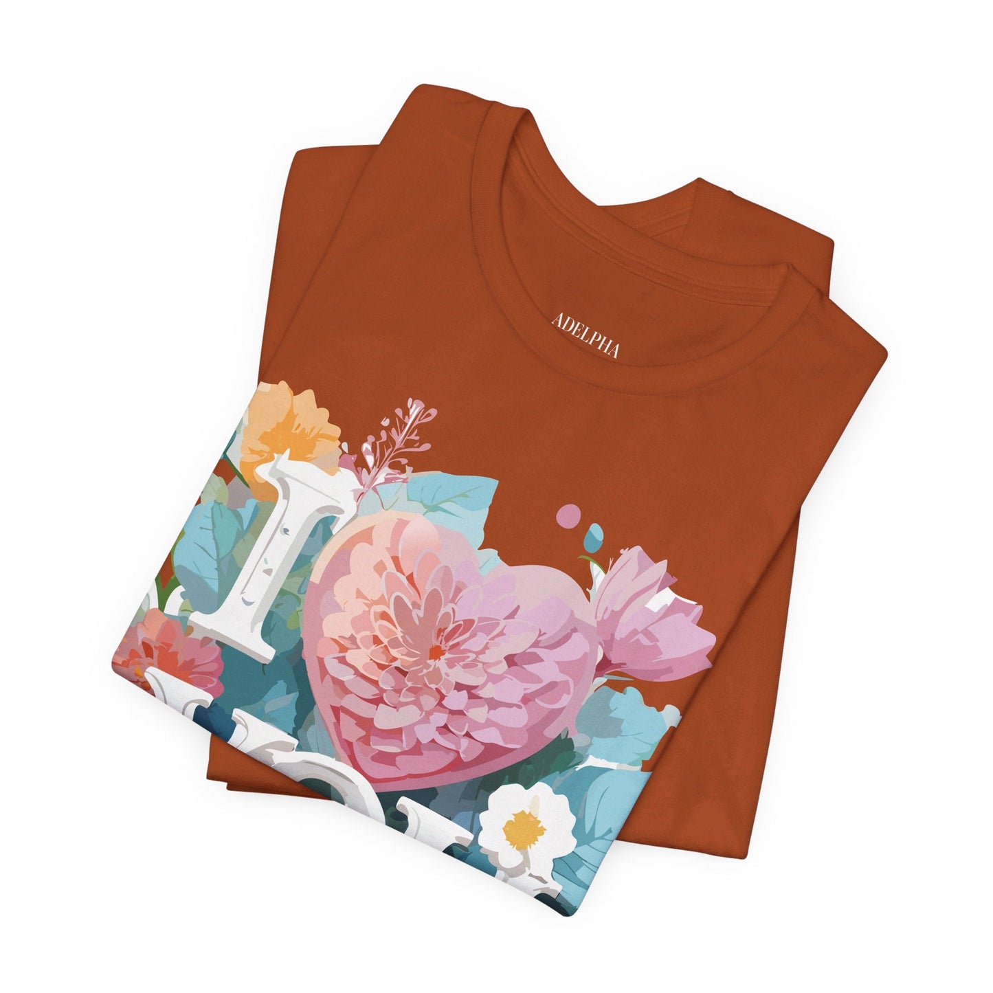 Valentine Day Graphic Unisex 100 Cotton Vintage Artwork with Love and Flower Design Tee 9