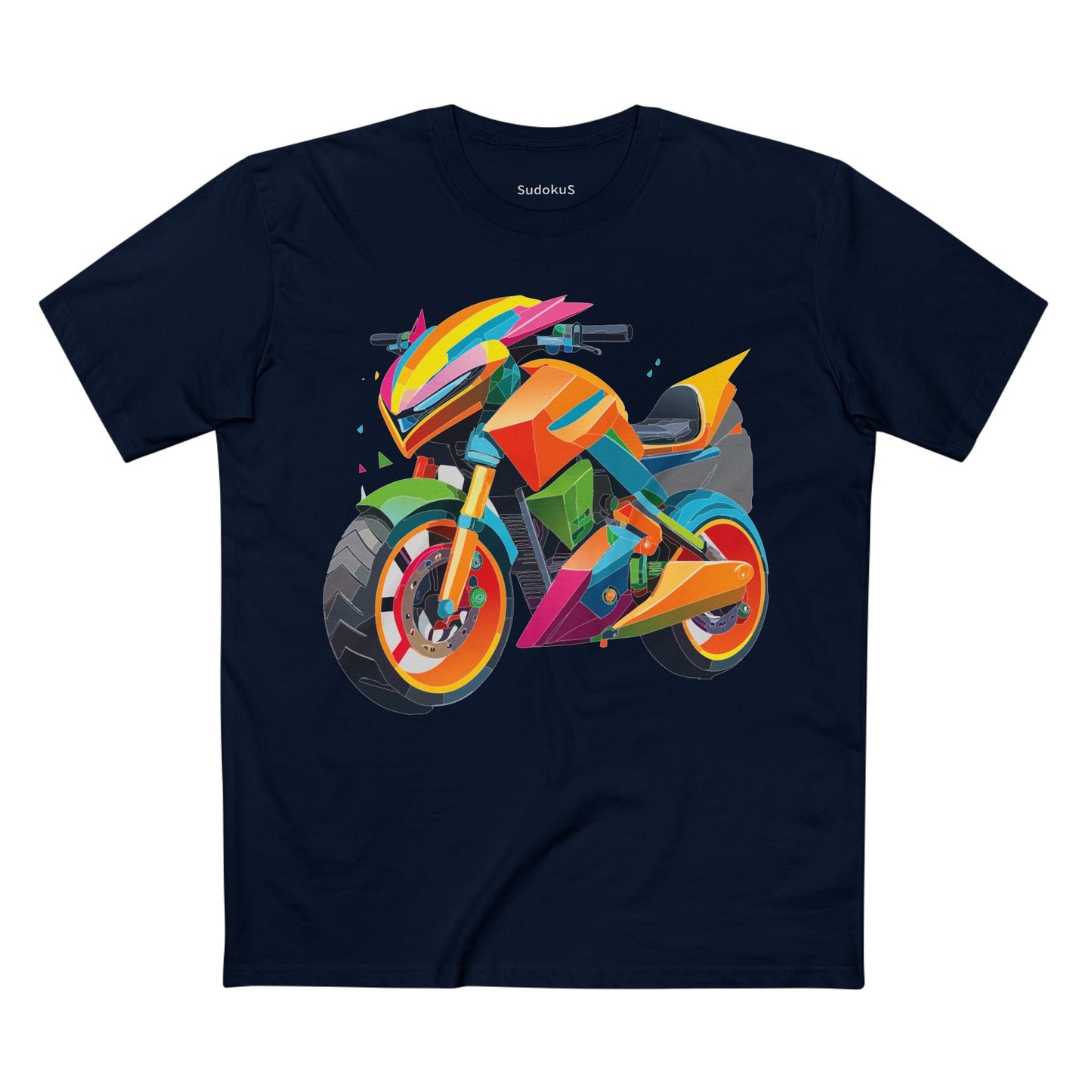 Moto Bike Graphic Unisex 100 Cotton Staple Tee 7