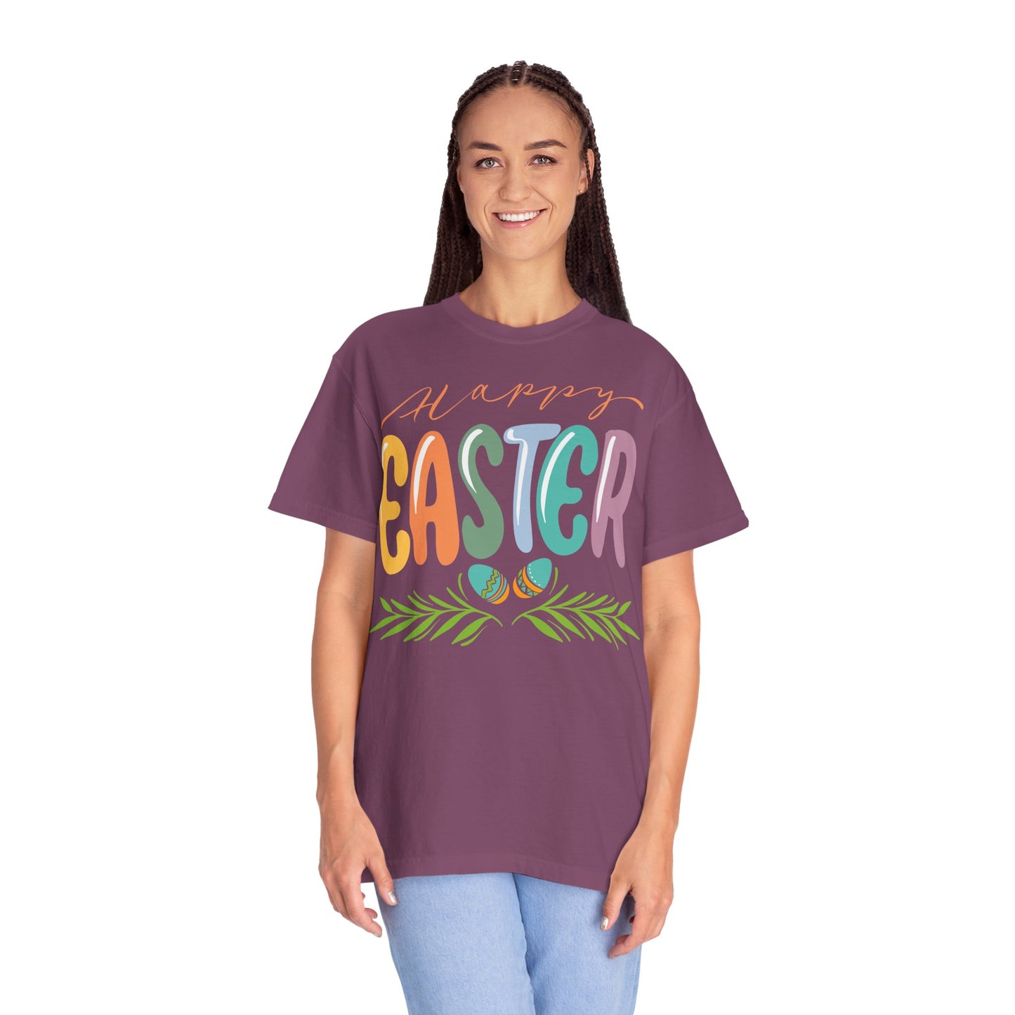 Happy Easter T-Shirt, Tee Shirt with Easter Signature, T Shirt with Easter Prints, Tee Shirt with Easter Design
