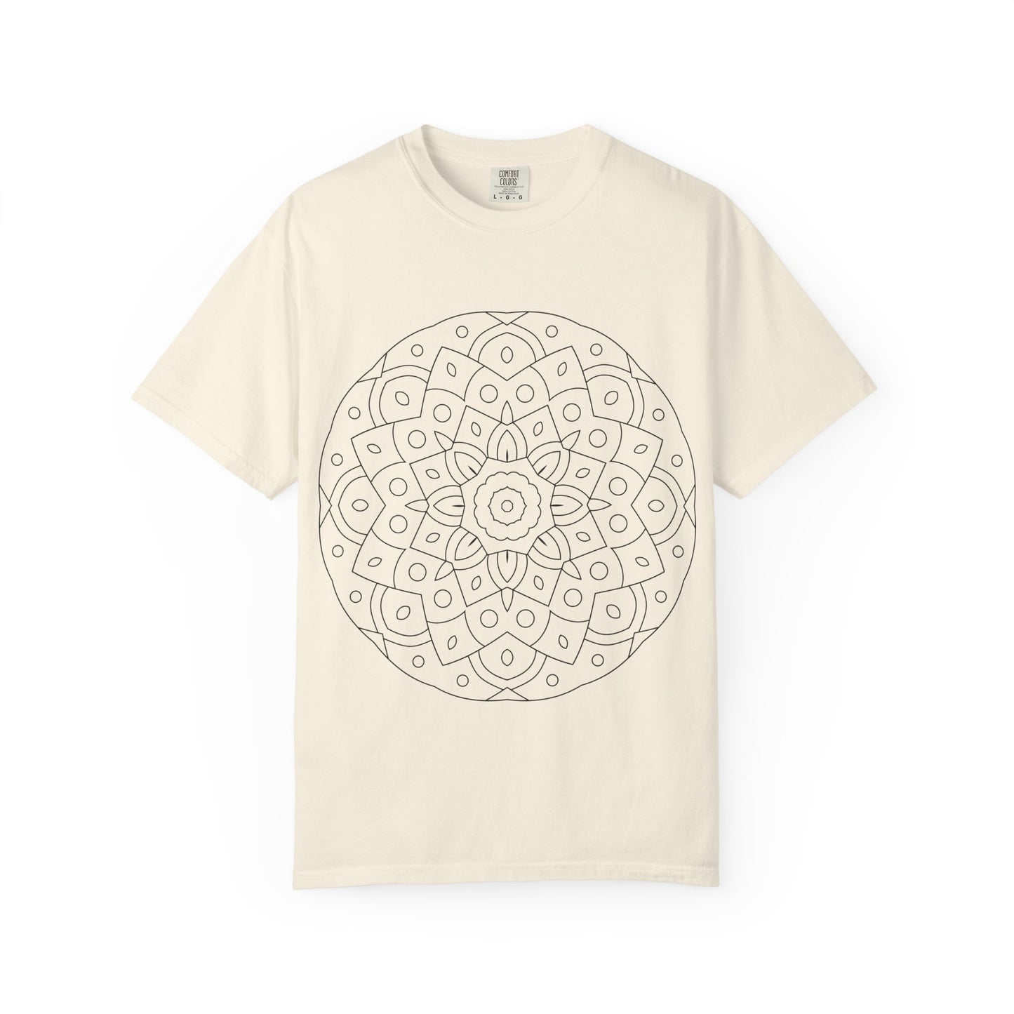 Unisex Garment Dyed Cotton T-Shirt with Mandala Graphic Design