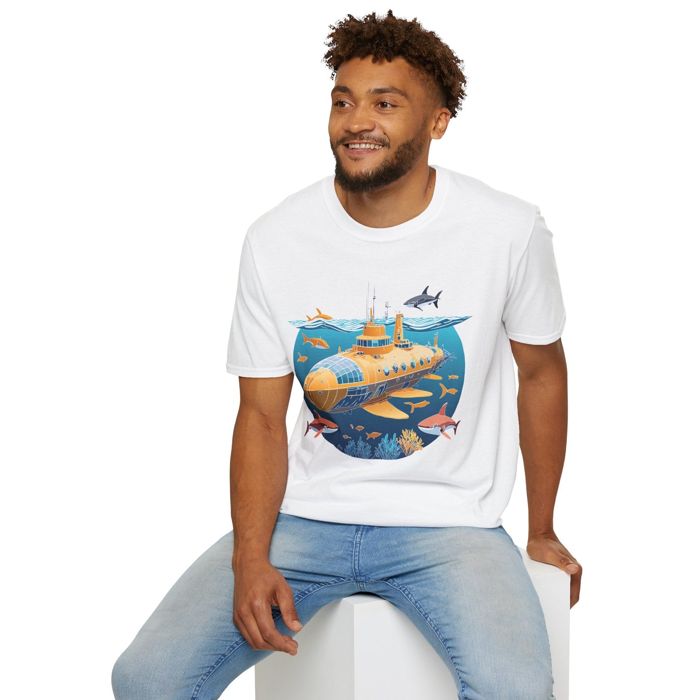 Ocean Themed Unisex Softstyle T Shirt 100 Percent Ring Spun Cotton U Boat Design Tee Everyday