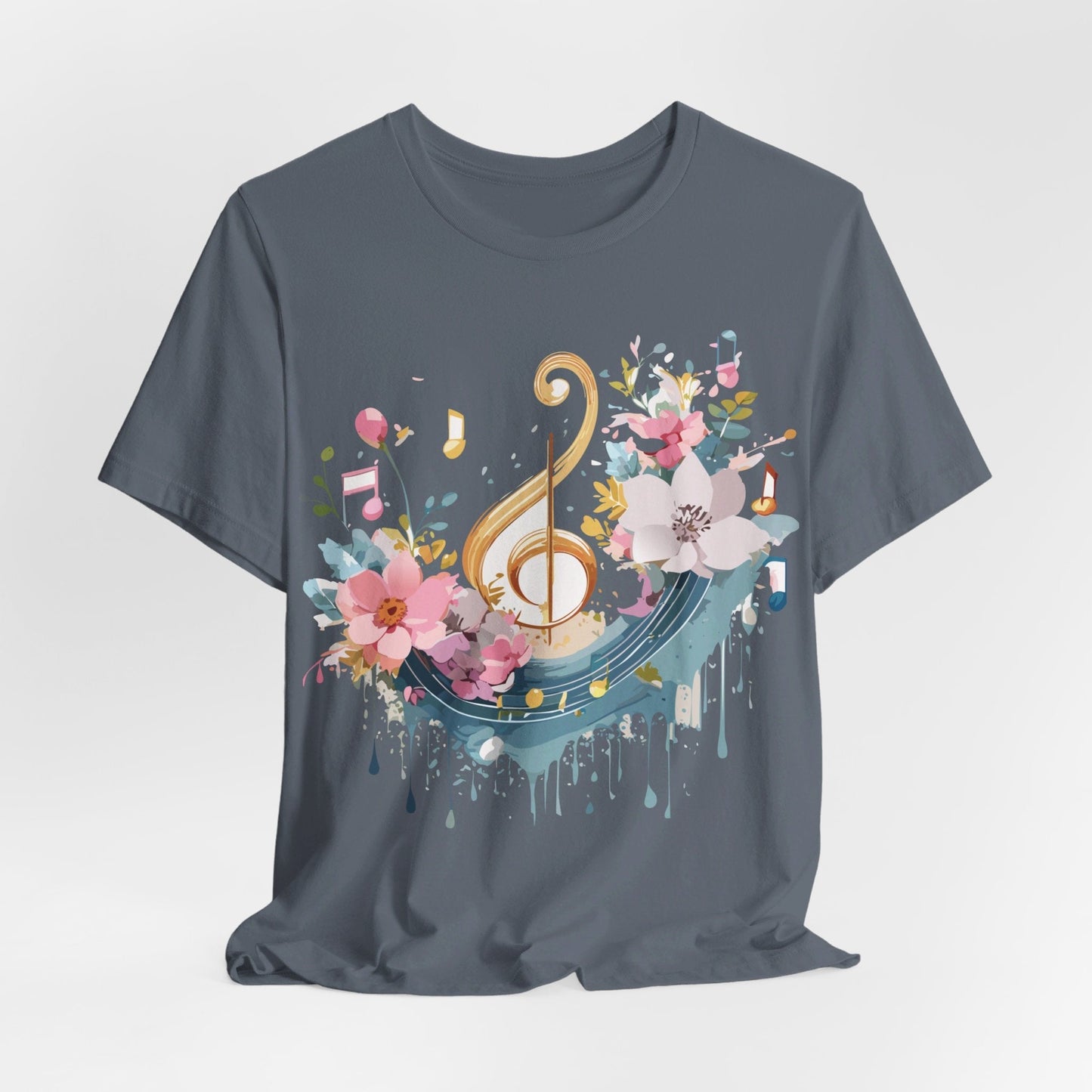 Music Graphic Unisex 100 Cotton Vintage Art with Musical Elements Tee 65