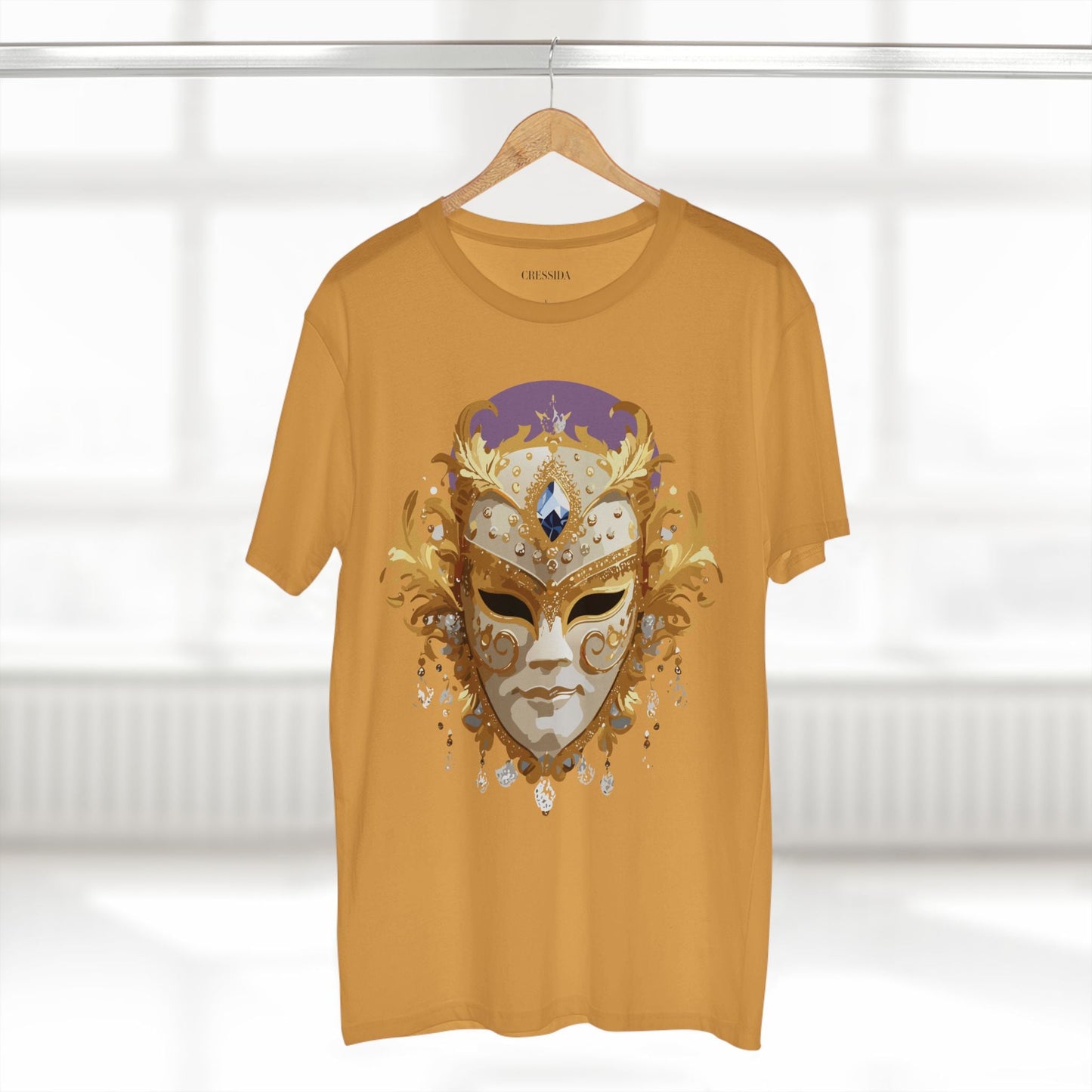Carnival Mask Graphic T-Shirt Unisex 100 Cotton With Antique Gold Art Design Tee 18