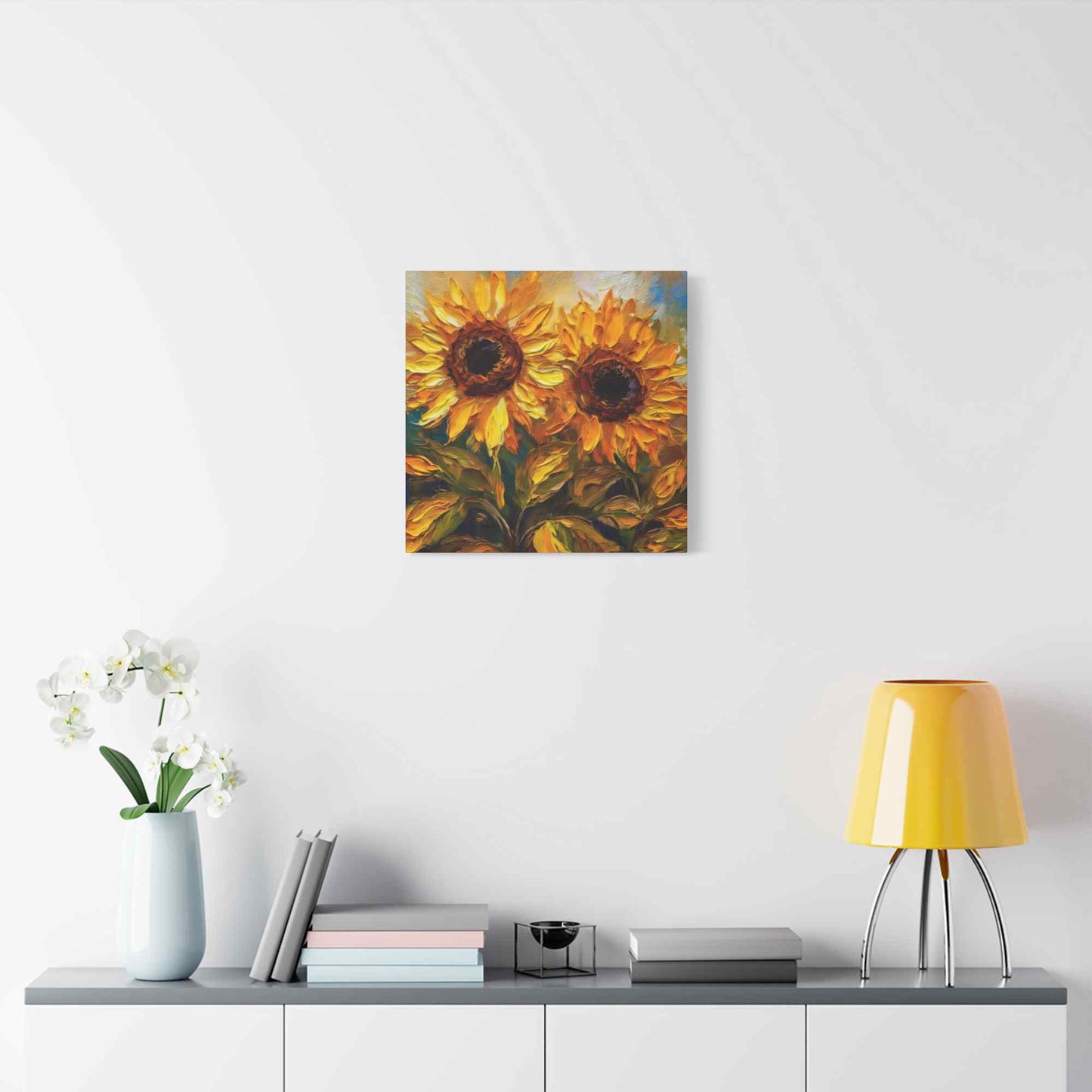 Sunflowers Print Canvas, Flowers Oil Paint Print 20x20, 24x24, 30x30, 32x32, 36x36, Floral Art Design Print Non-Frame MC-25