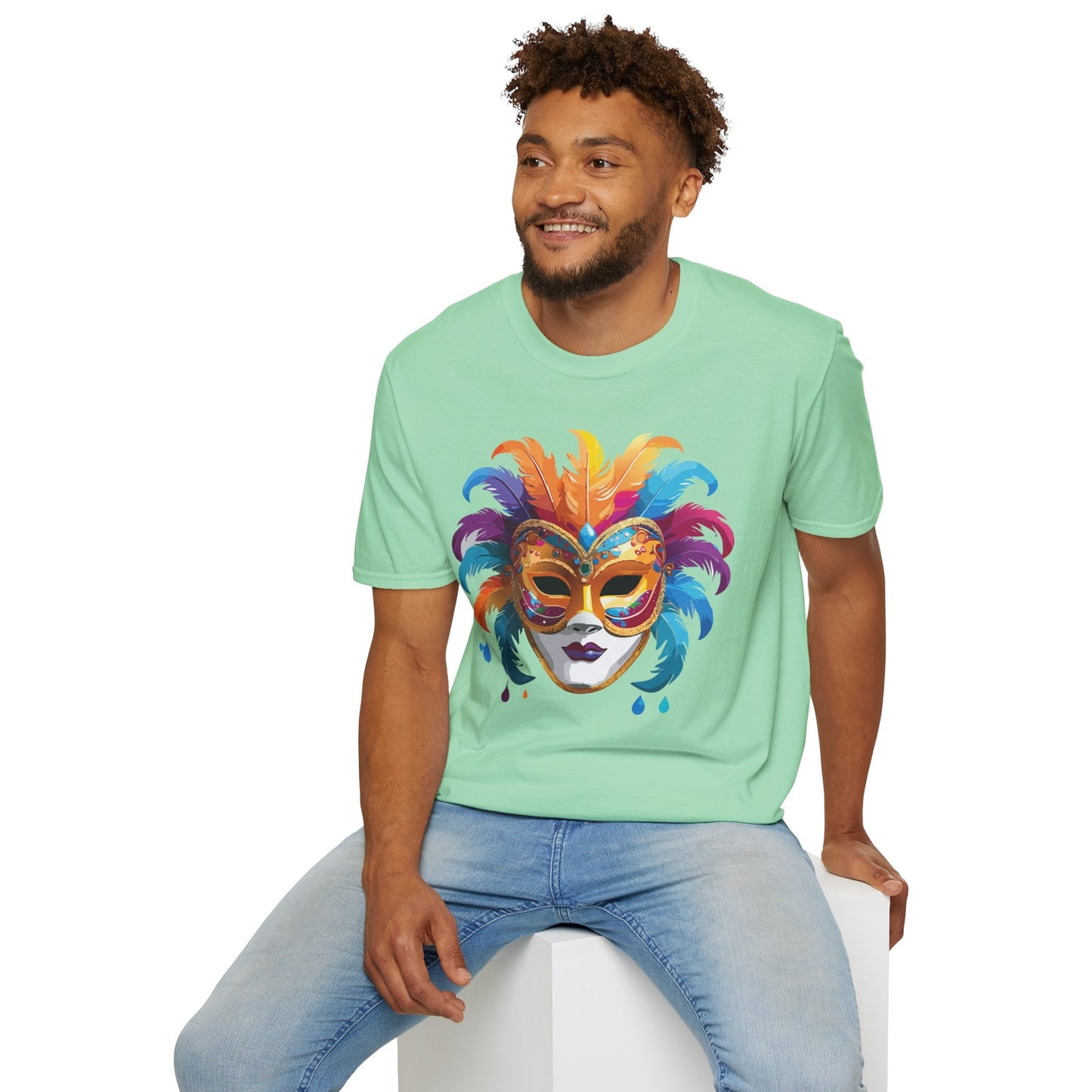 Mask Tee Shirt Unisex Masquerade Design Art Graphic Gildan Softstyle 64000 Cotton Tee