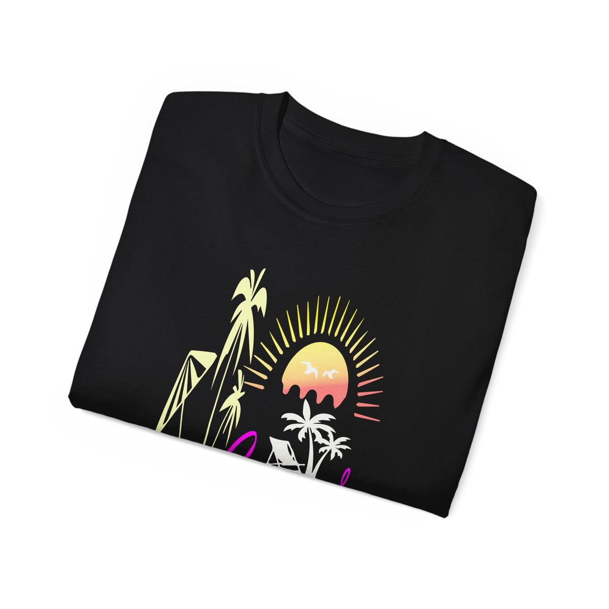 Summer Times tropical sunset Tee | palm trees, sunglasses, retro beach design