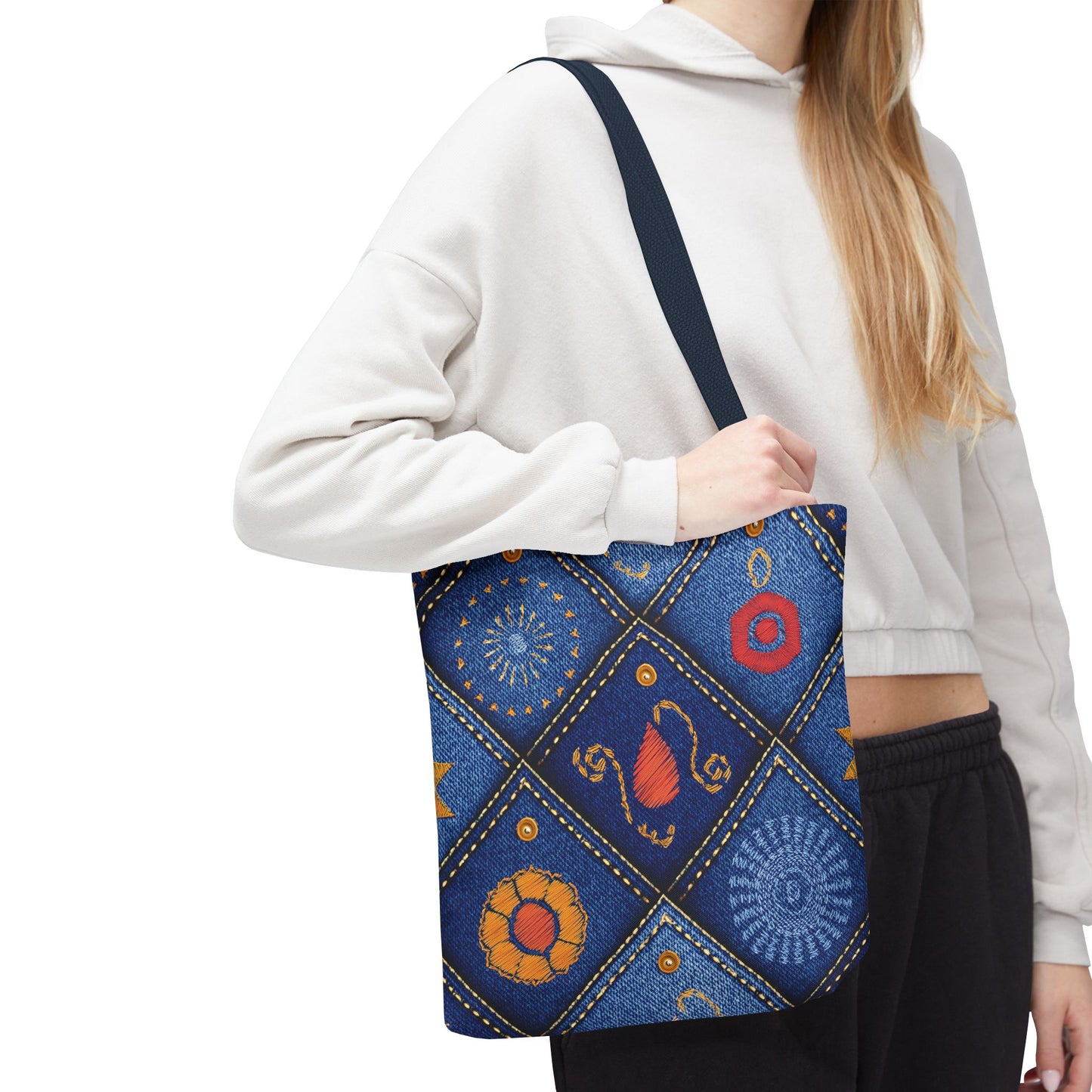 Diwali Graphic Denim Fabric Imitation Print Unisex Canvas Bag Poly Spun 3 Sizes Tote Bag 205-4
