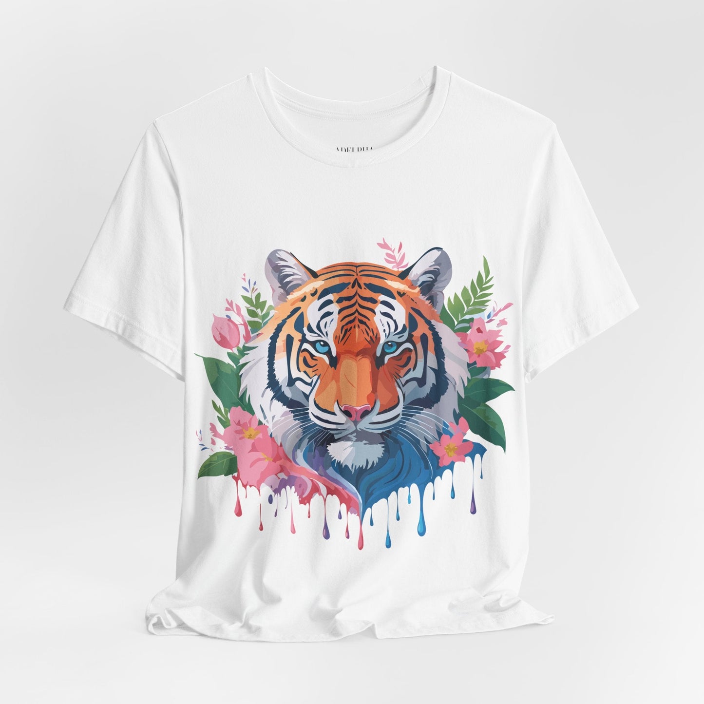 Tiger Graphic Tee Unisex Short Sleeve Shirt With Vintage Inspired Artwork By Adelpha