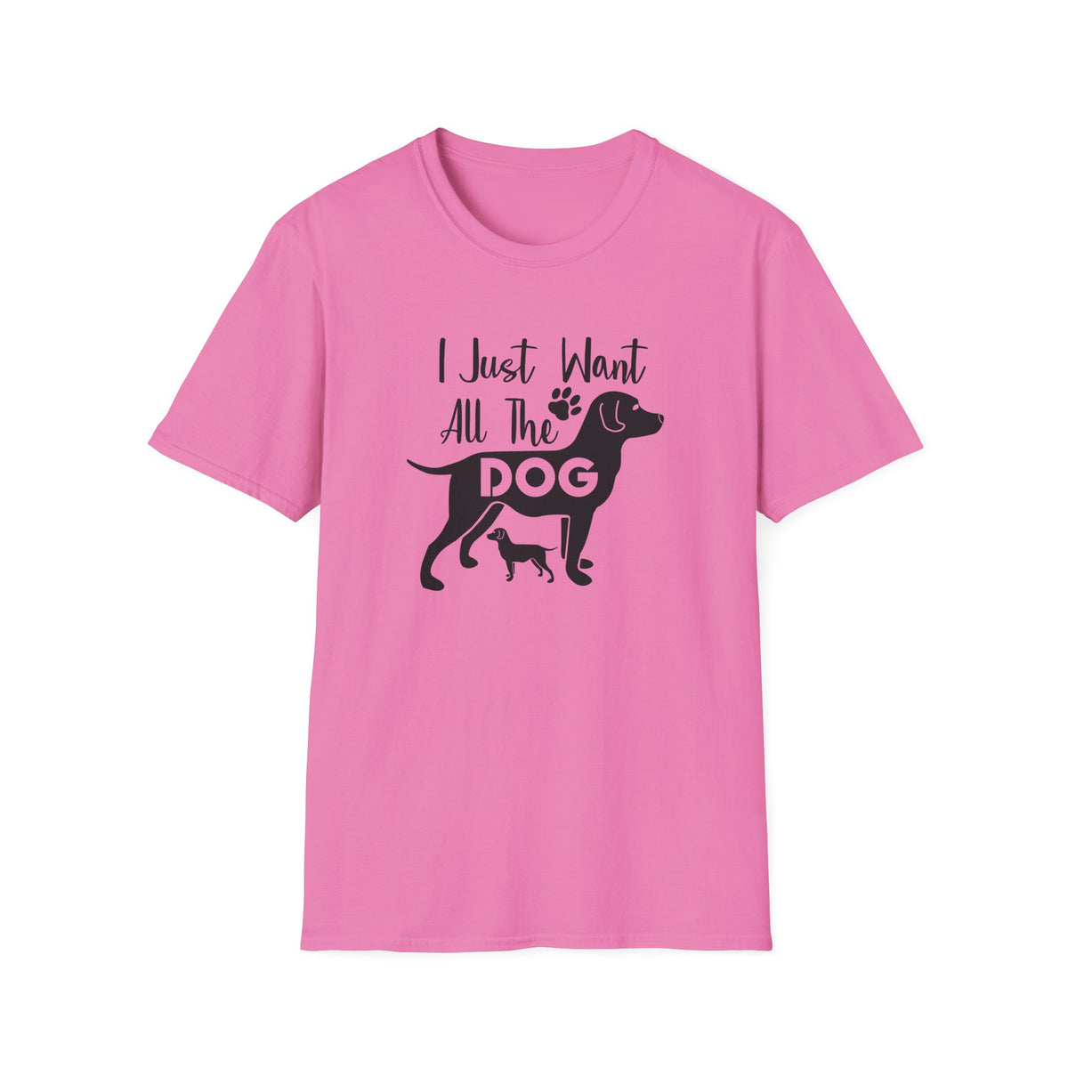 I Just Want All The Dogs T-Shirt Cute Dog Lover Graphic Tee Unisex Cotton T-Shirt Gildan Softstyle 64000 Tee
