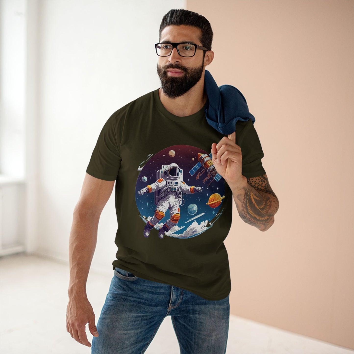 Cosmos Astronaut Shirt CS34 Unisex Premium Cotton Staple Tee With Original Art Design Retro2Nova