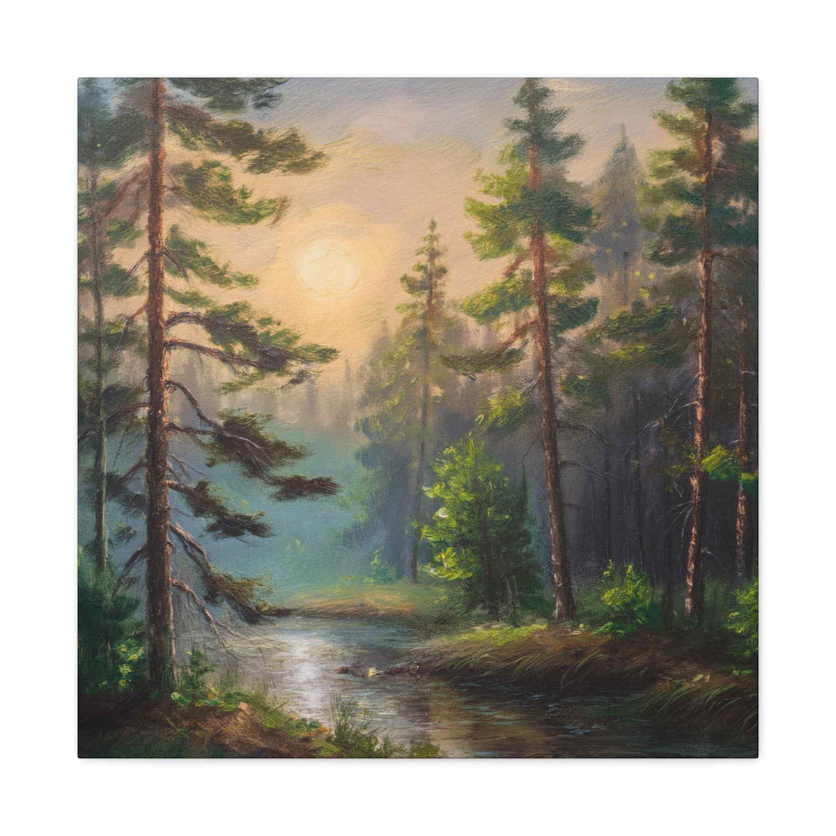 Forest Print Canvas, Trees Oil Paint Print 20x20, 24x24, 30x30, 32x32, 36x36 Art Design Print Pine-Wood Inner Frame MC-74