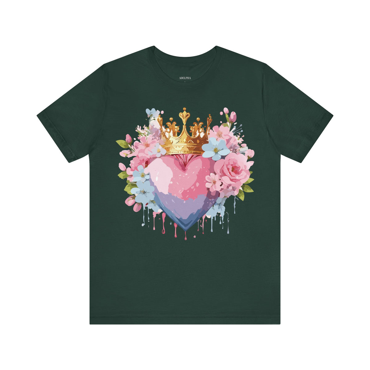 Valentine's Day Graphic Unisex Cotton Bella+Canvas Tee with Floral Art Design d108