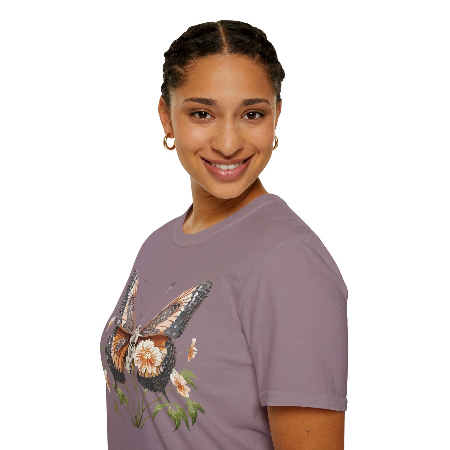 Butterfly T Shirt Unisex Softstyle Gildan 64000 Cotton Tee Monarch Print Comfort