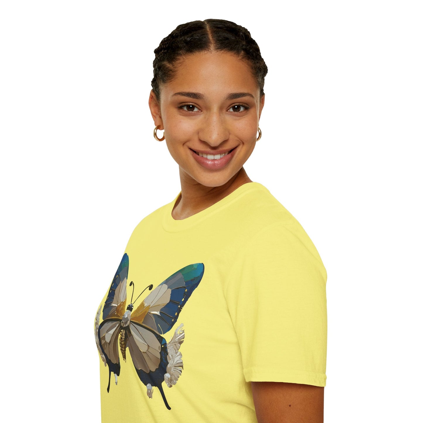 Butterfly Themed Unisex T Shirt With Monarch Design Gildan Softstyle 64000 Premium Ring Spun Cotton