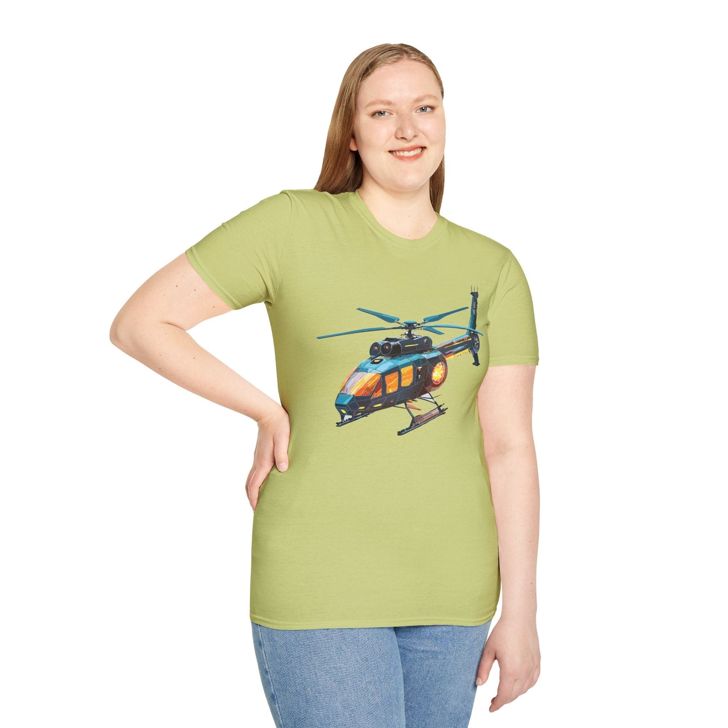 Chopper Helicopter Graphic Unisex Cotton Softstyle Short Sleeve Tee 1