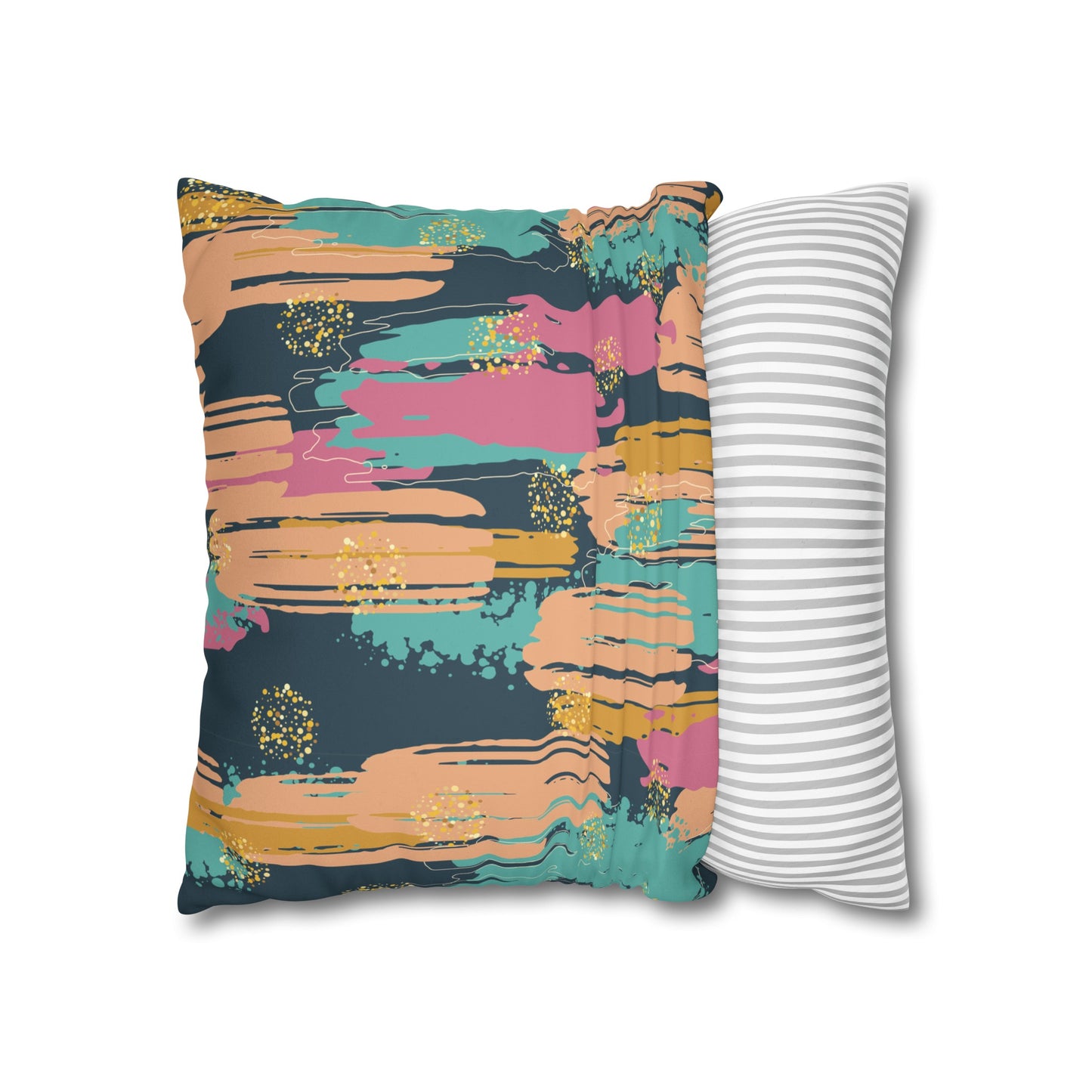 Faux Suede Pillowcase with Abstract print